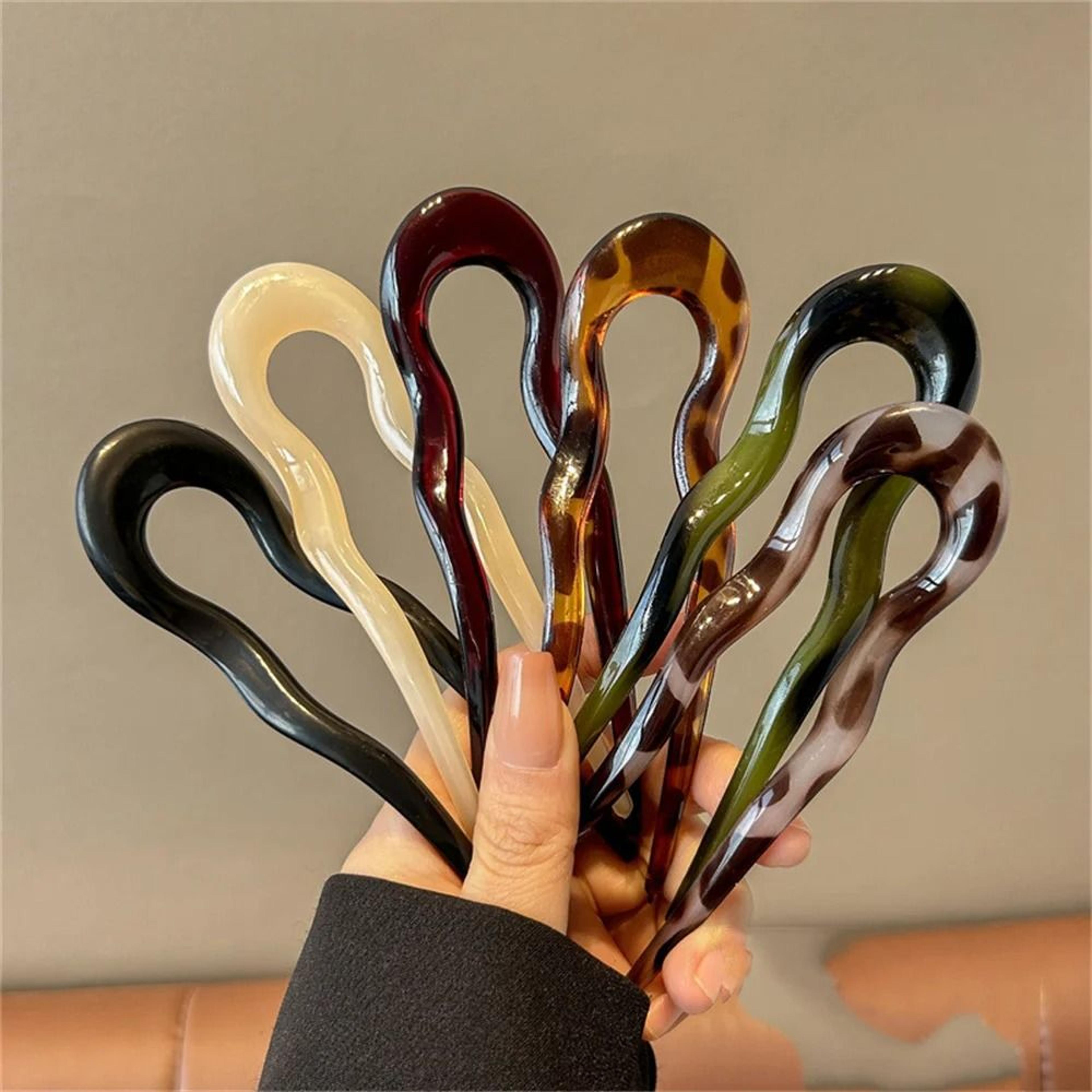 Tortoise Shell Acetate U Shape Hair Fork 11