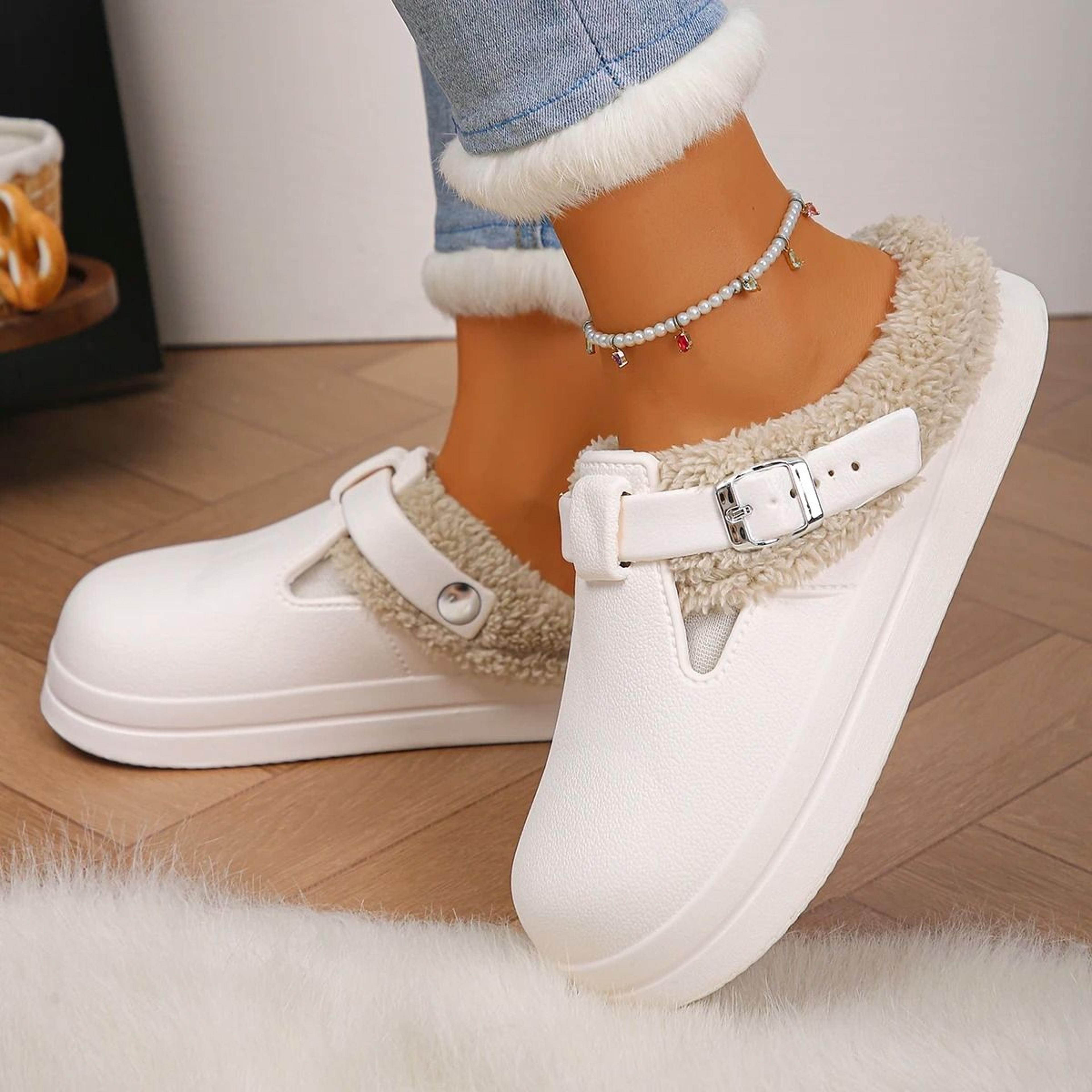Waterproof Plush Winter Mules Slippers For Women 7