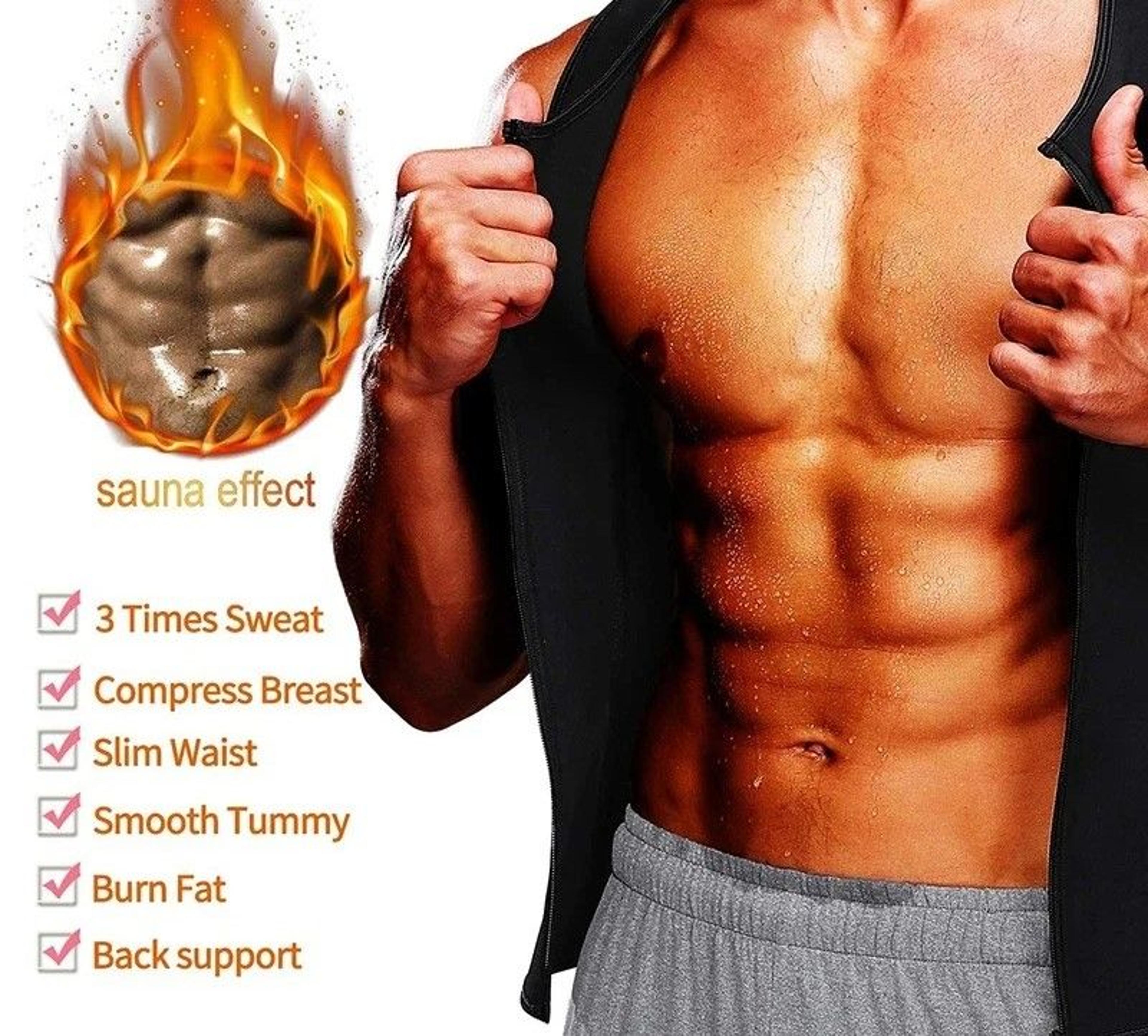Men Body Shaper Compression Vest Sauna Sweat Slimming Workout Top 2