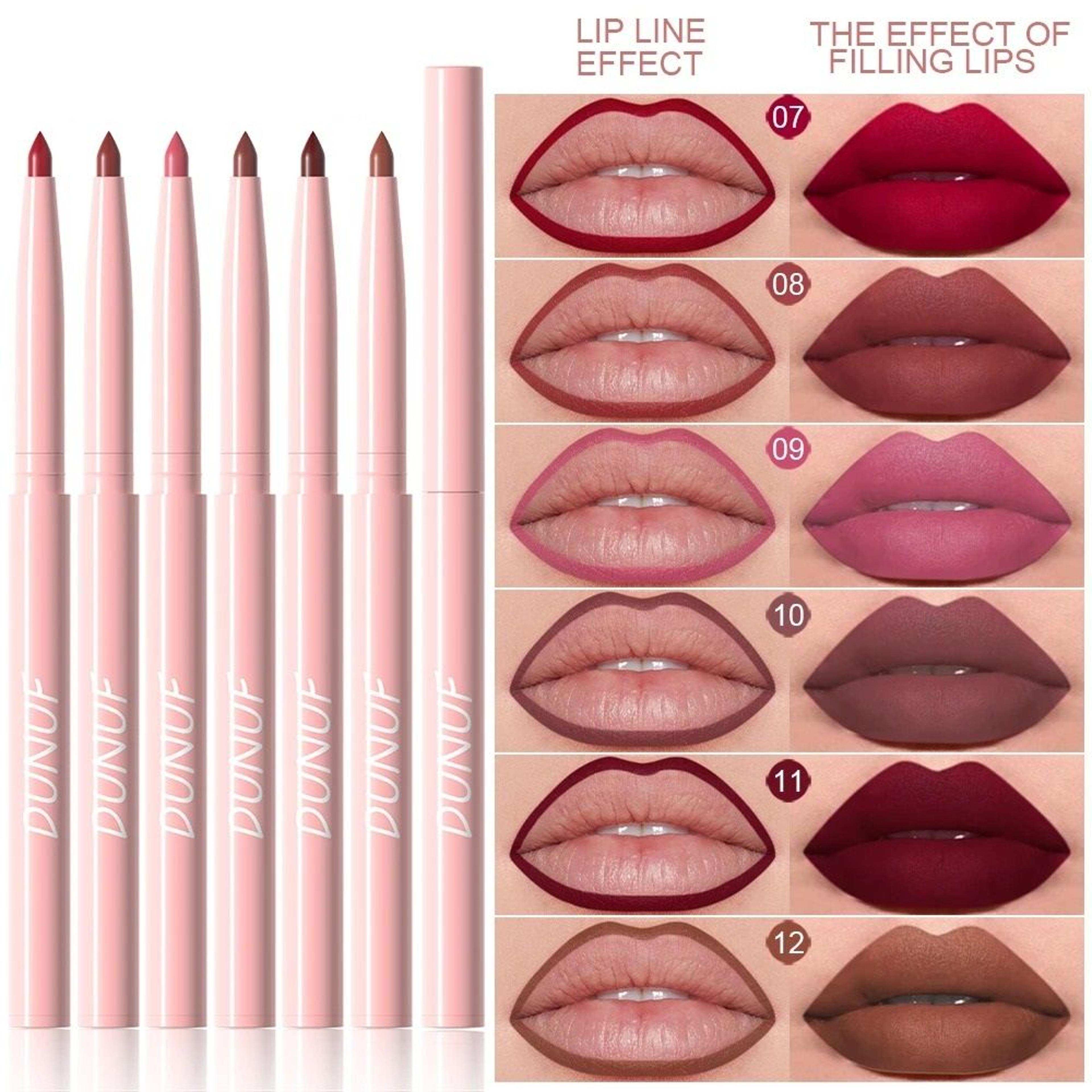 Long Lasting Waterproof Lip Liner Pen Set 6 Pieces For Precise Color Makeup 7