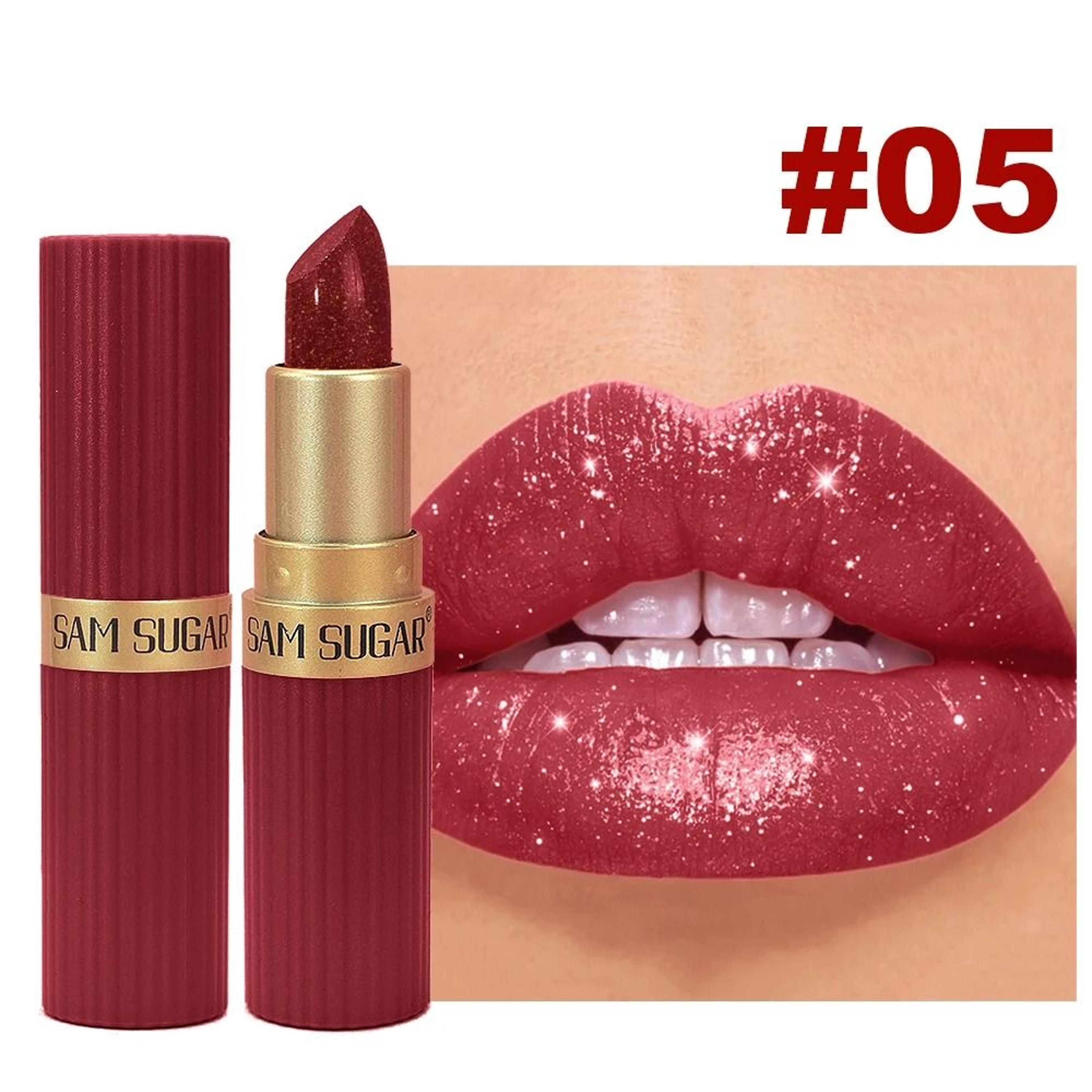 Pearlescent Pink Glitter Velvet Lipstick Long Lasting Waterproof Shimmer Lip Color 8