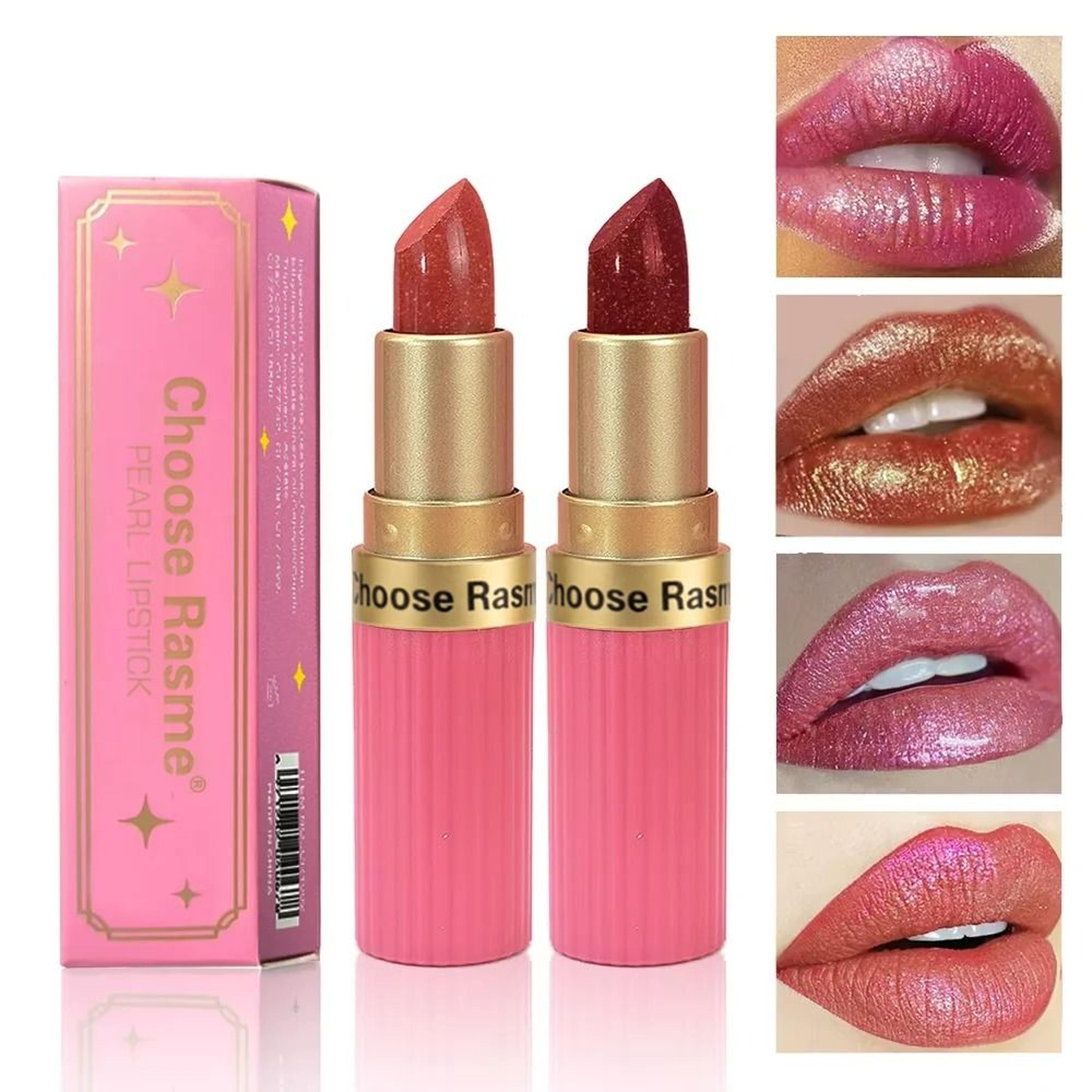 Pearlescent Pink Glitter Velvet Lipstick Long Lasting Waterproof Shimmer Lip Color 3