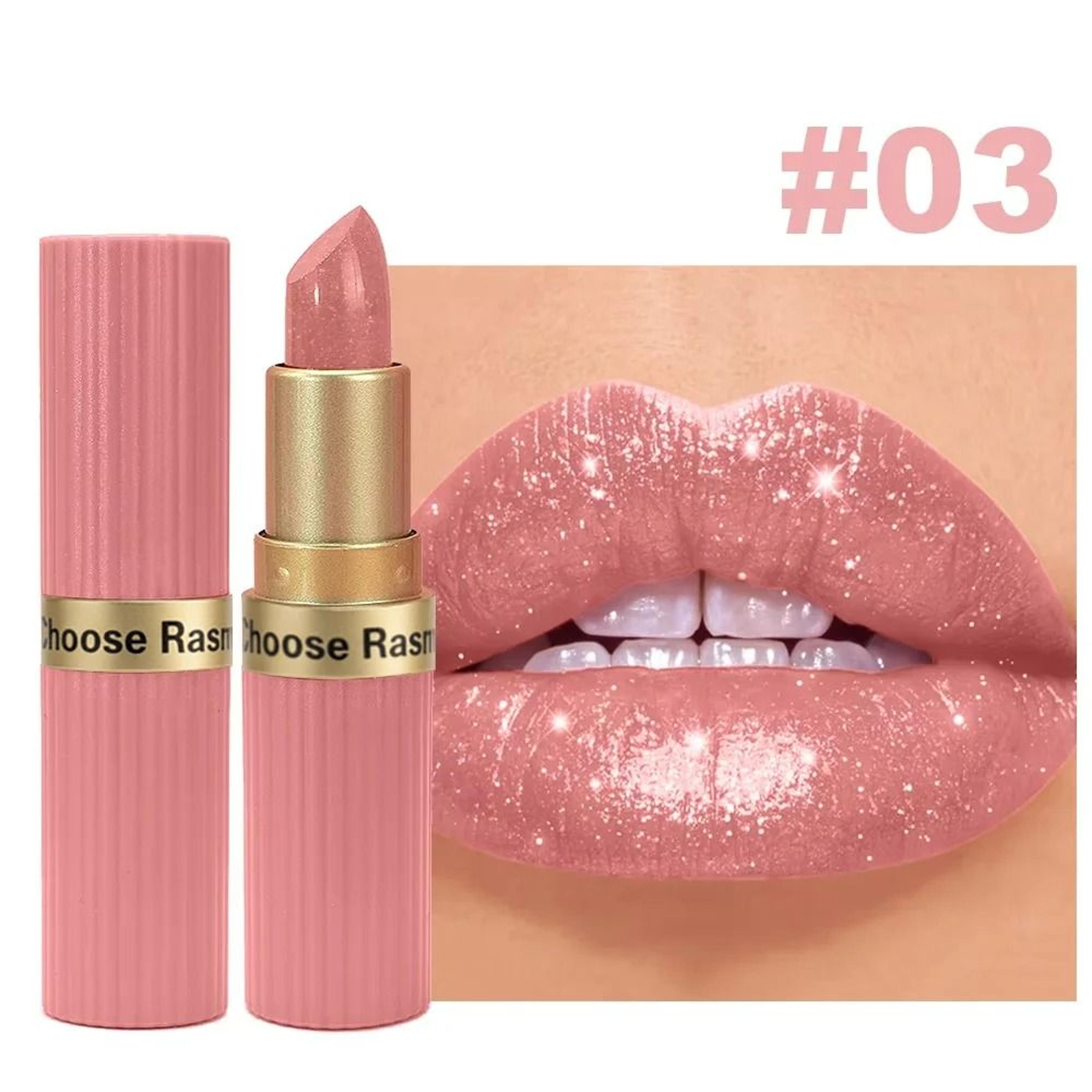 Pearlescent Pink Glitter Velvet Lipstick Long Lasting Waterproof Shimmer Lip Color 10