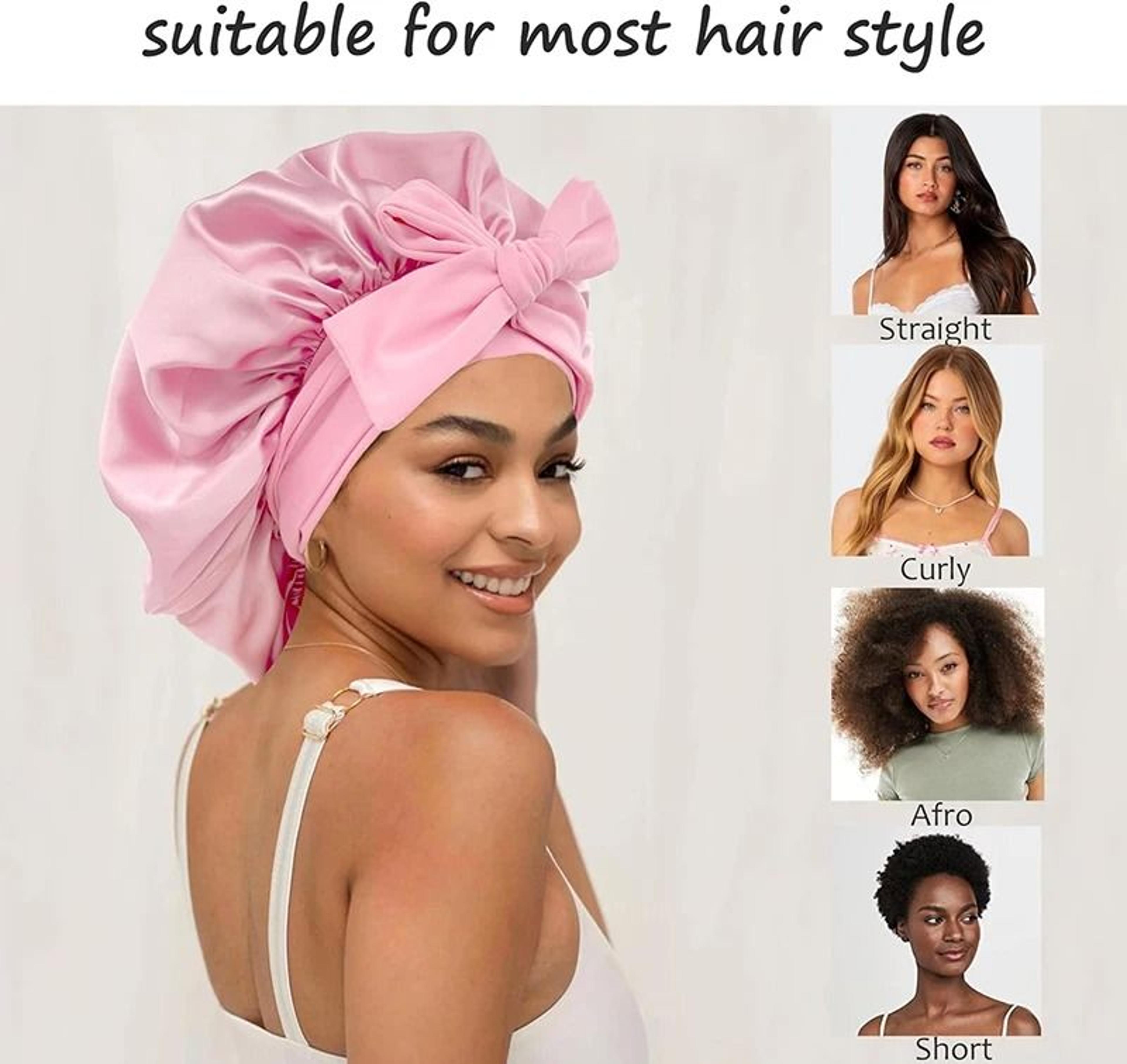 Satin Sleeping Bonnet With Stretchy Tie Band Adjustable Hair Cover For Women 3