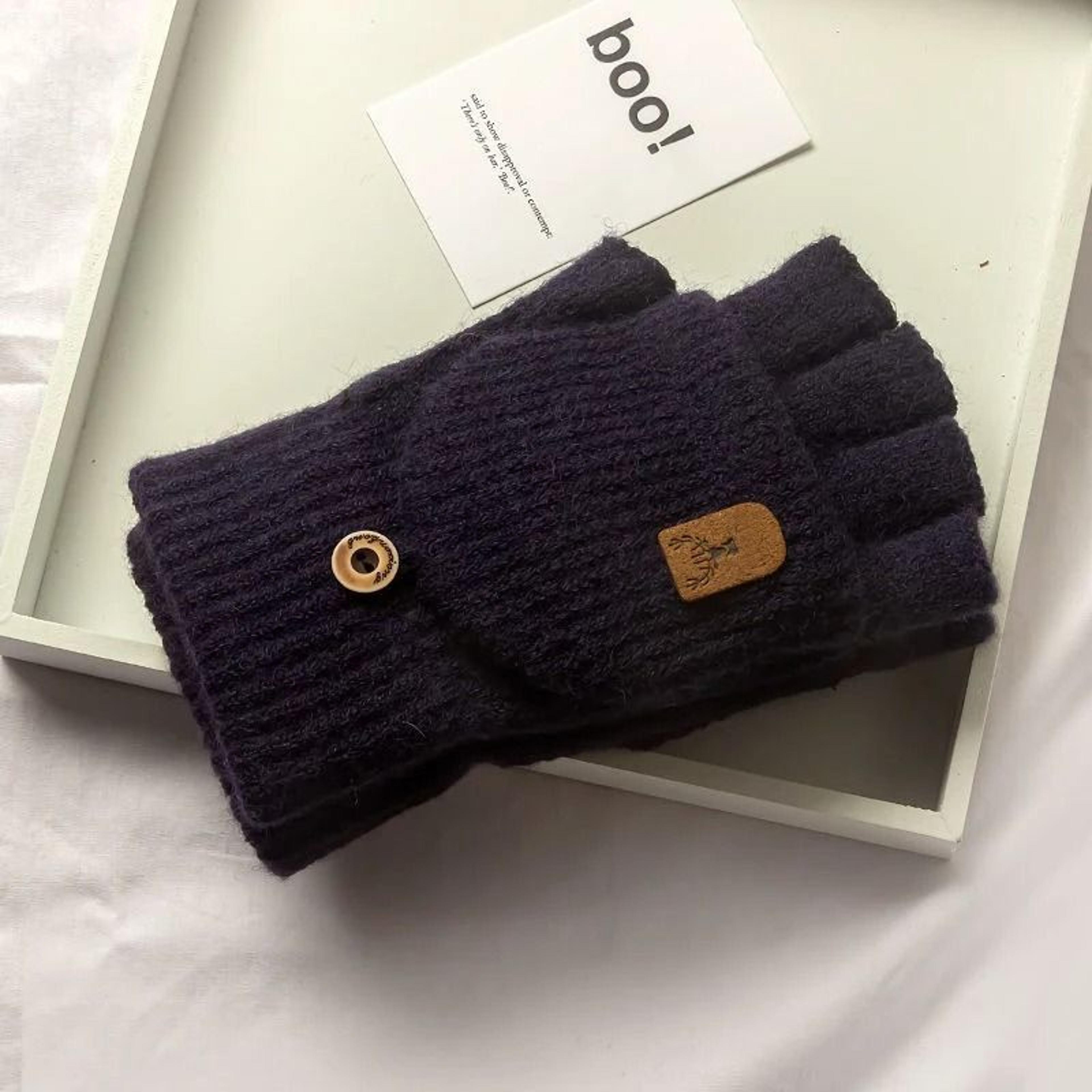 Knitted Fingerless Winter Gloves Warm Touch Screen Half Finger Gloves 9