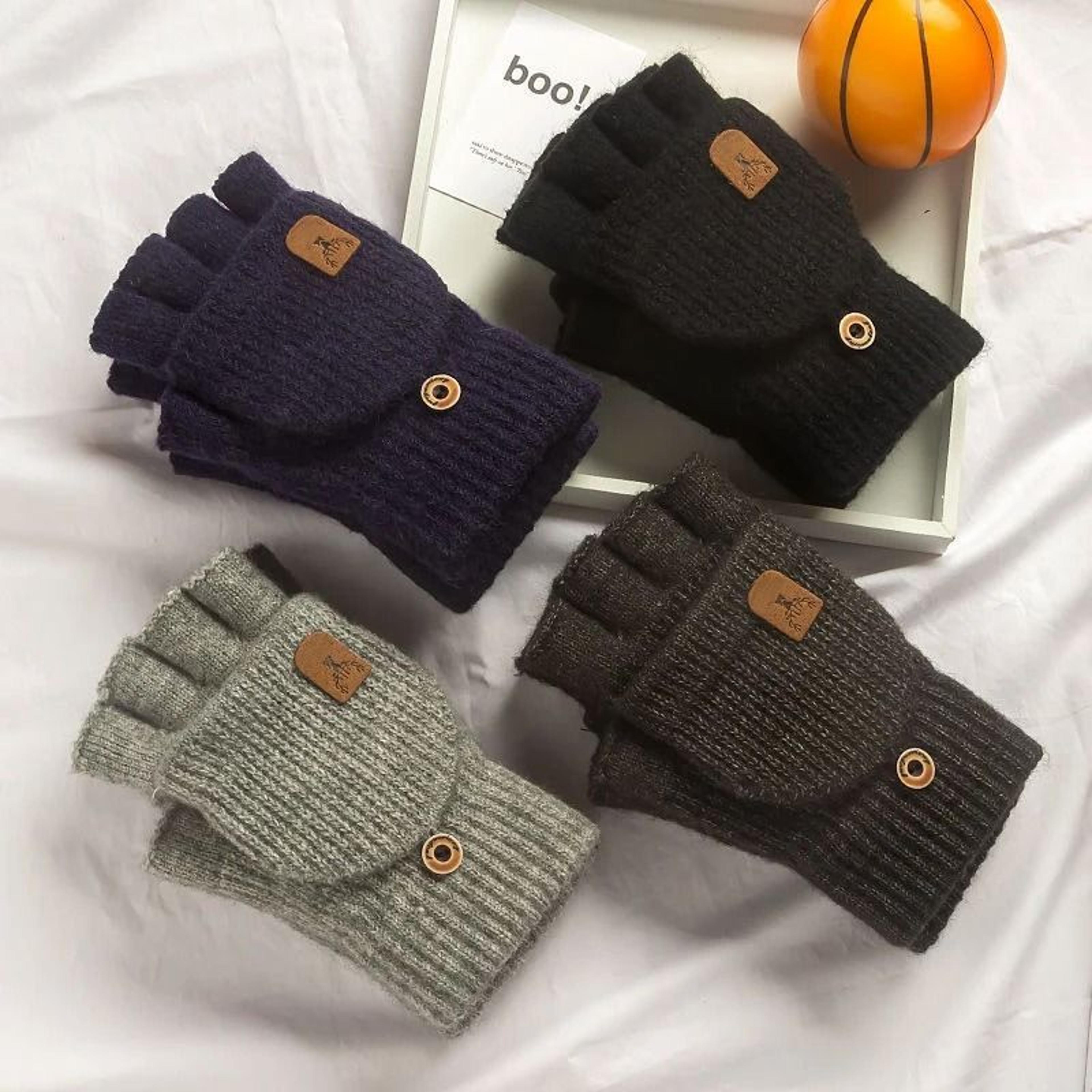 Knitted Fingerless Winter Gloves Warm Touch Screen Half Finger Gloves 2
