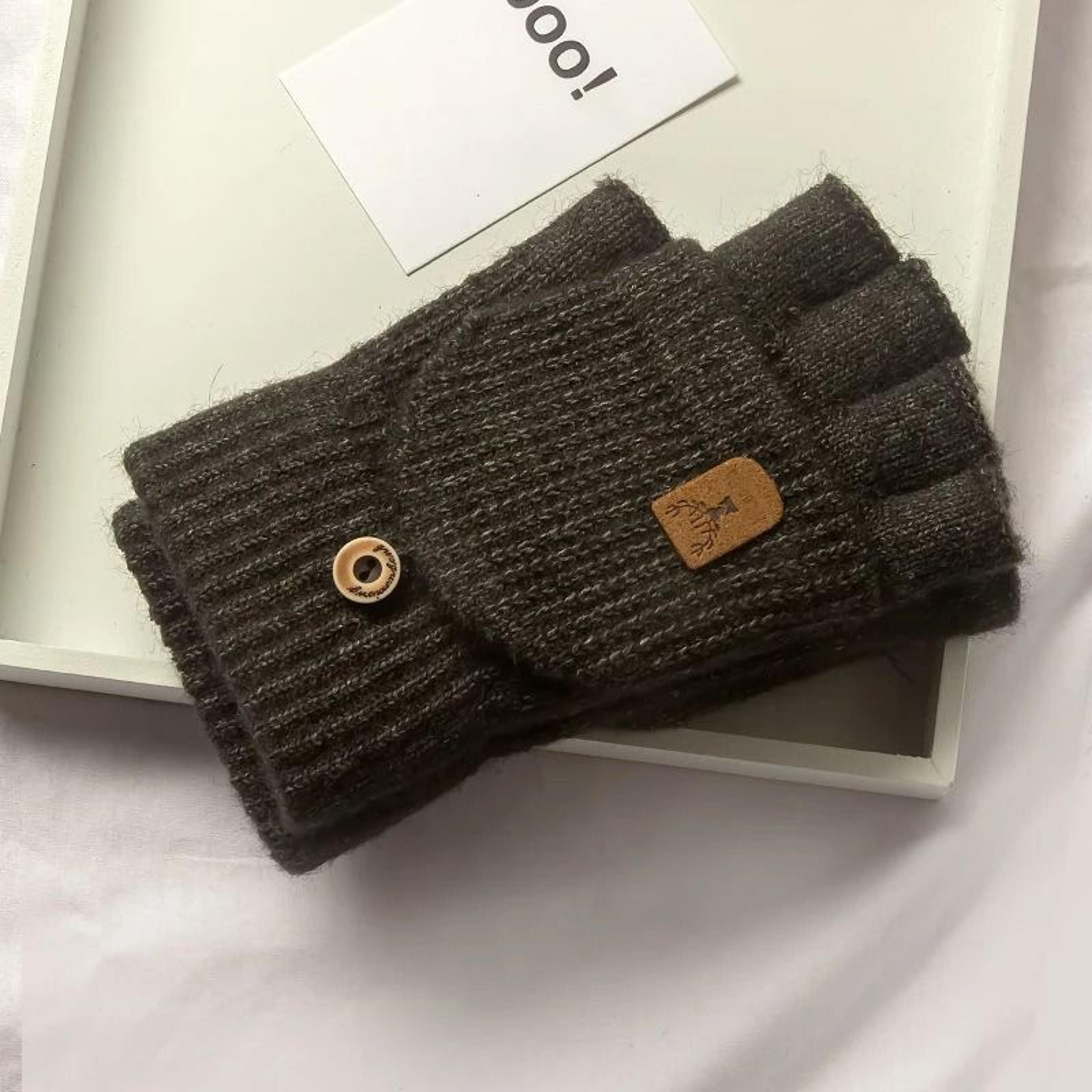 Knitted Fingerless Winter Gloves Warm Touch Screen Half Finger Gloves 6