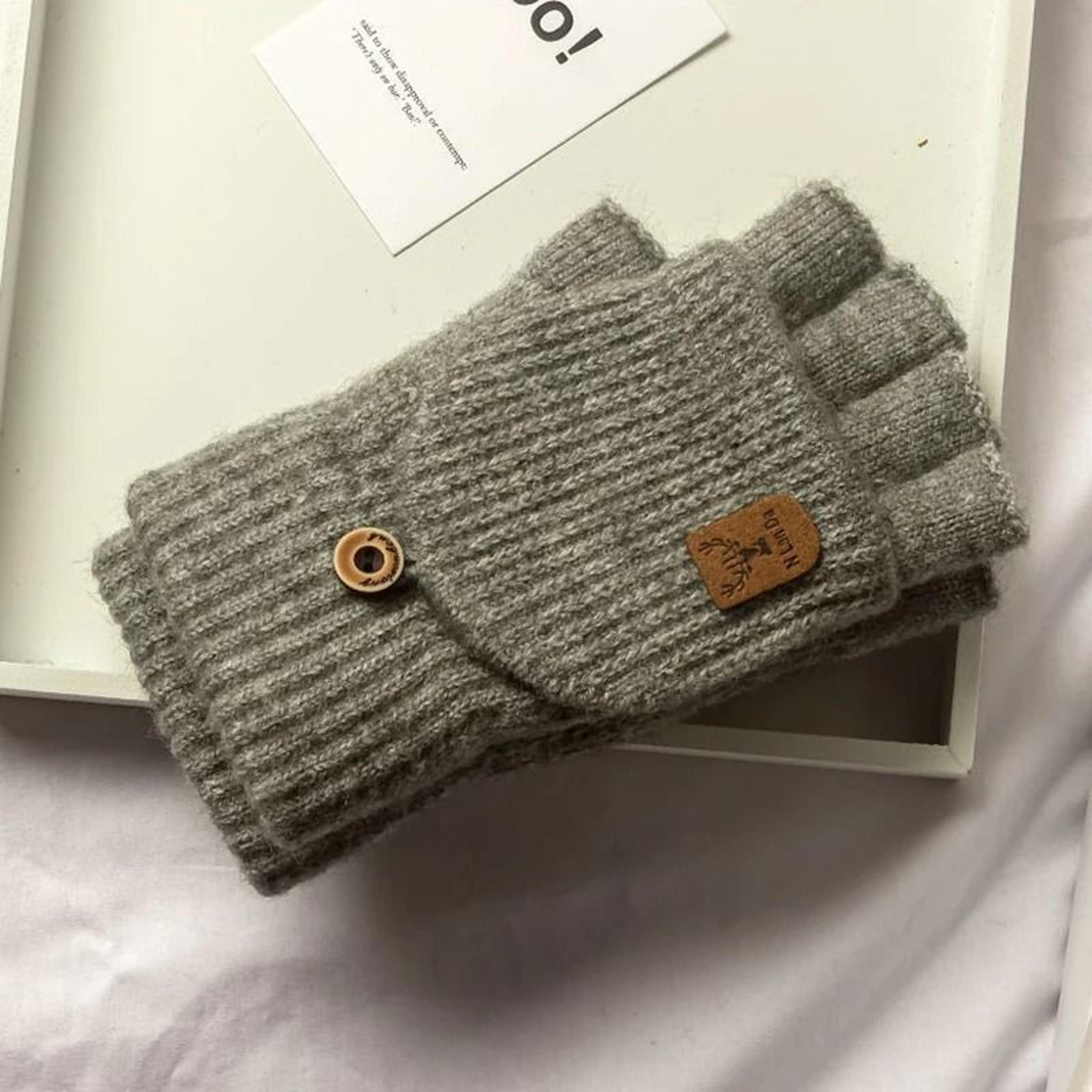 Knitted Fingerless Winter Gloves Warm Touch Screen Half Finger Gloves 8