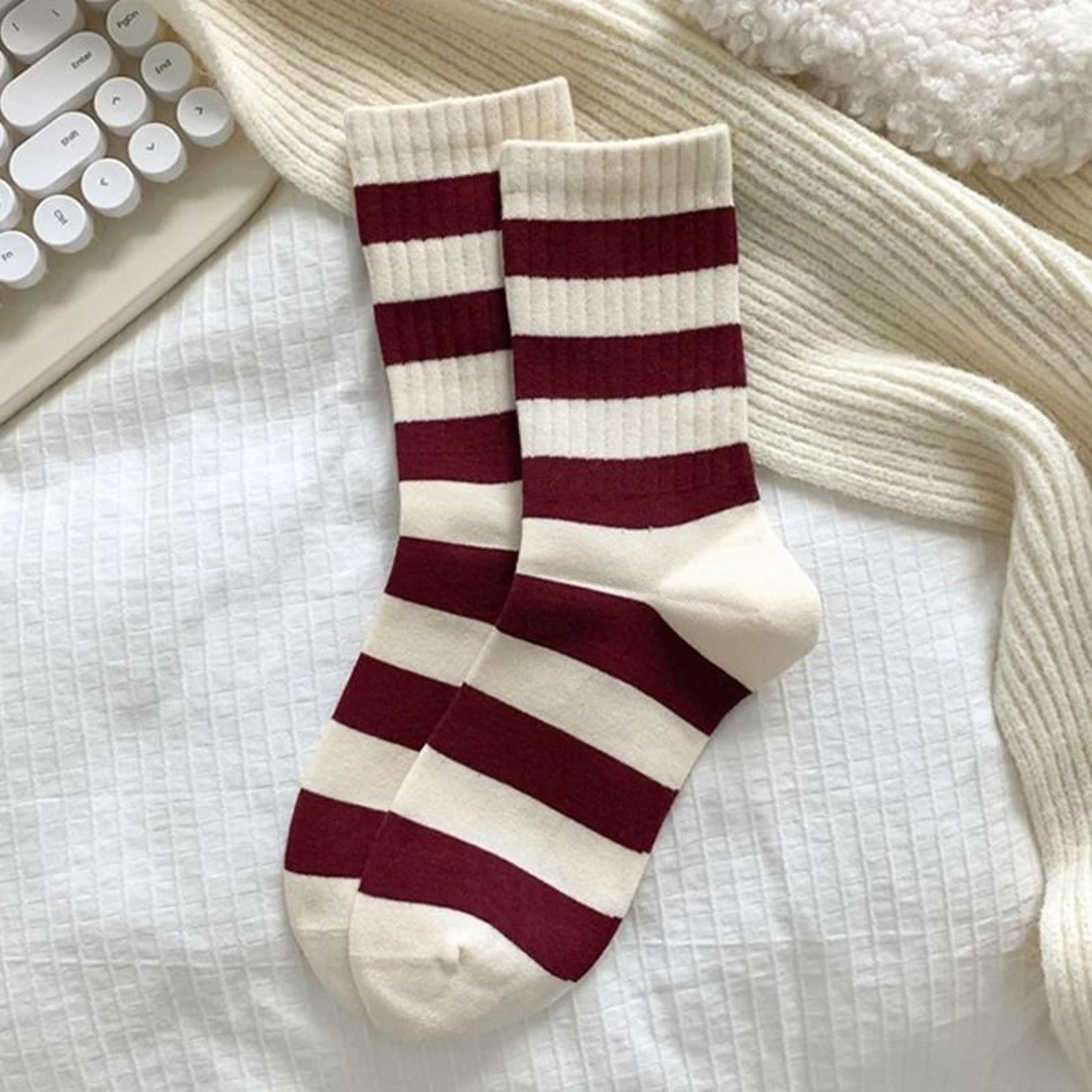 Cozy Cotton Knit Winter Socks Women Mid Calf Casual Warm Socks 9