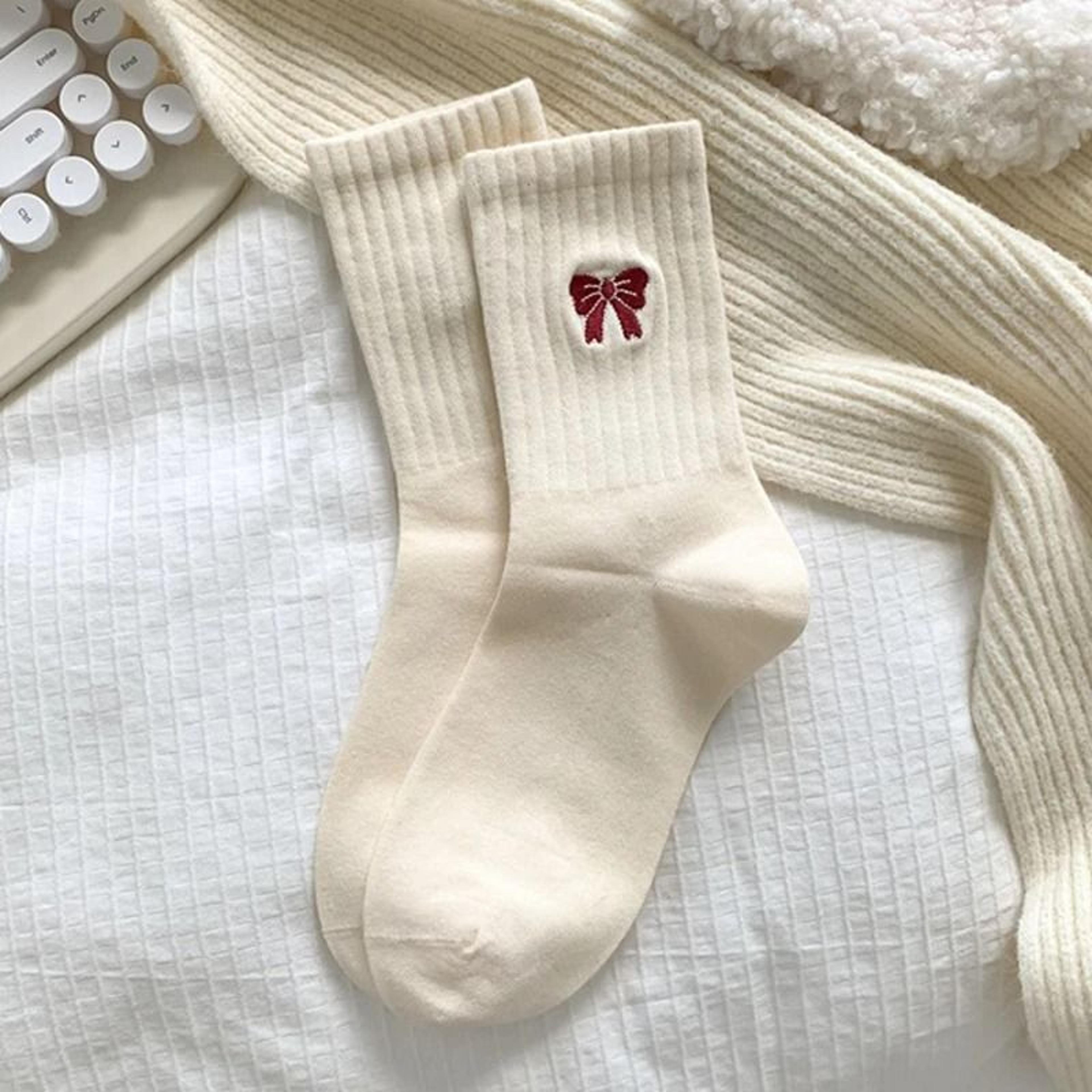 Cozy Cotton Knit Winter Socks Women Mid Calf Casual Warm Socks 6
