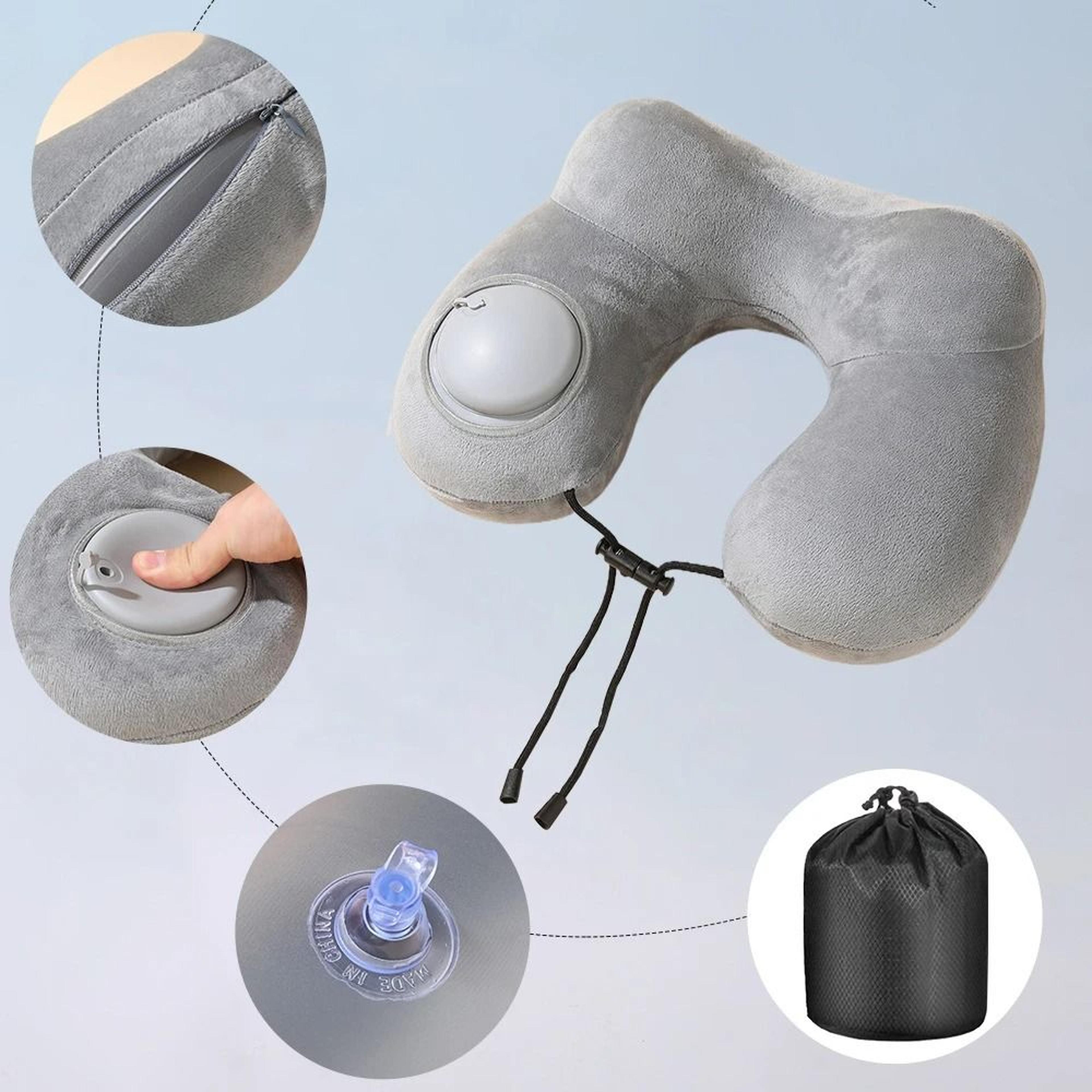 U Shaped Inflatable Travel Pillow With Press To Inflate Design 1
