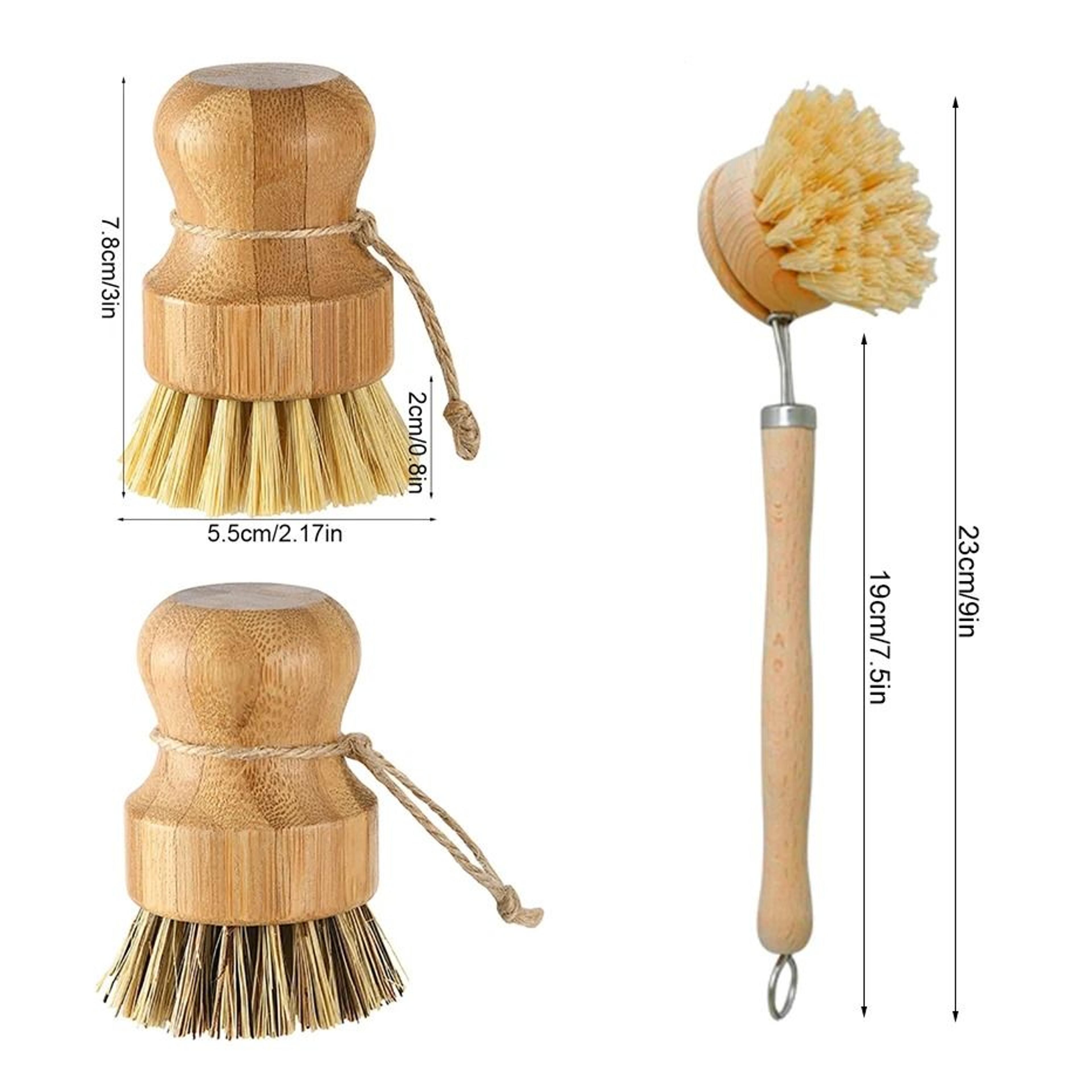 Bamboo Kitchen Cleaning Brush Set With Natural Bristles 1