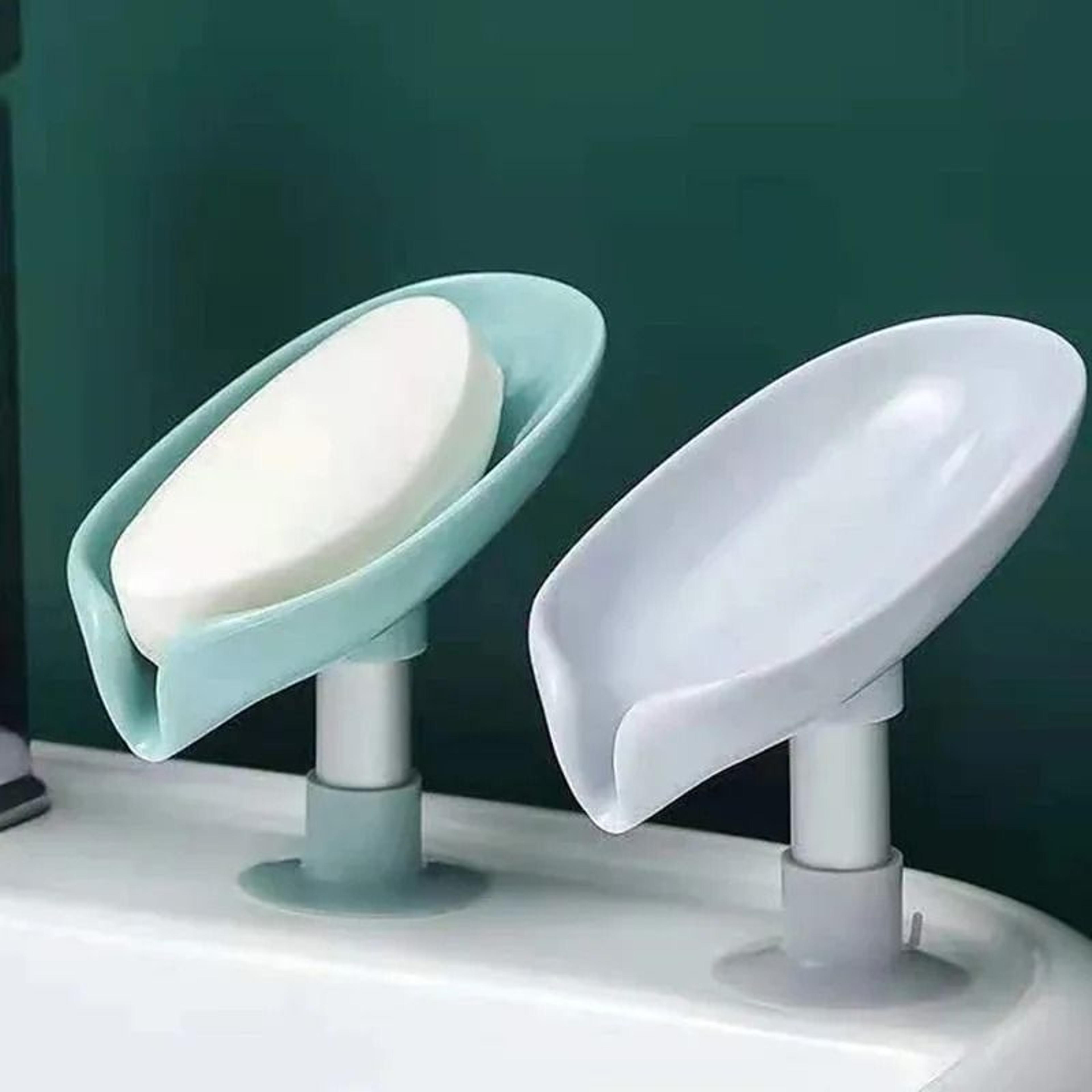 Leaf Shaped Drain Soap Holder With Suction Cup Base 0