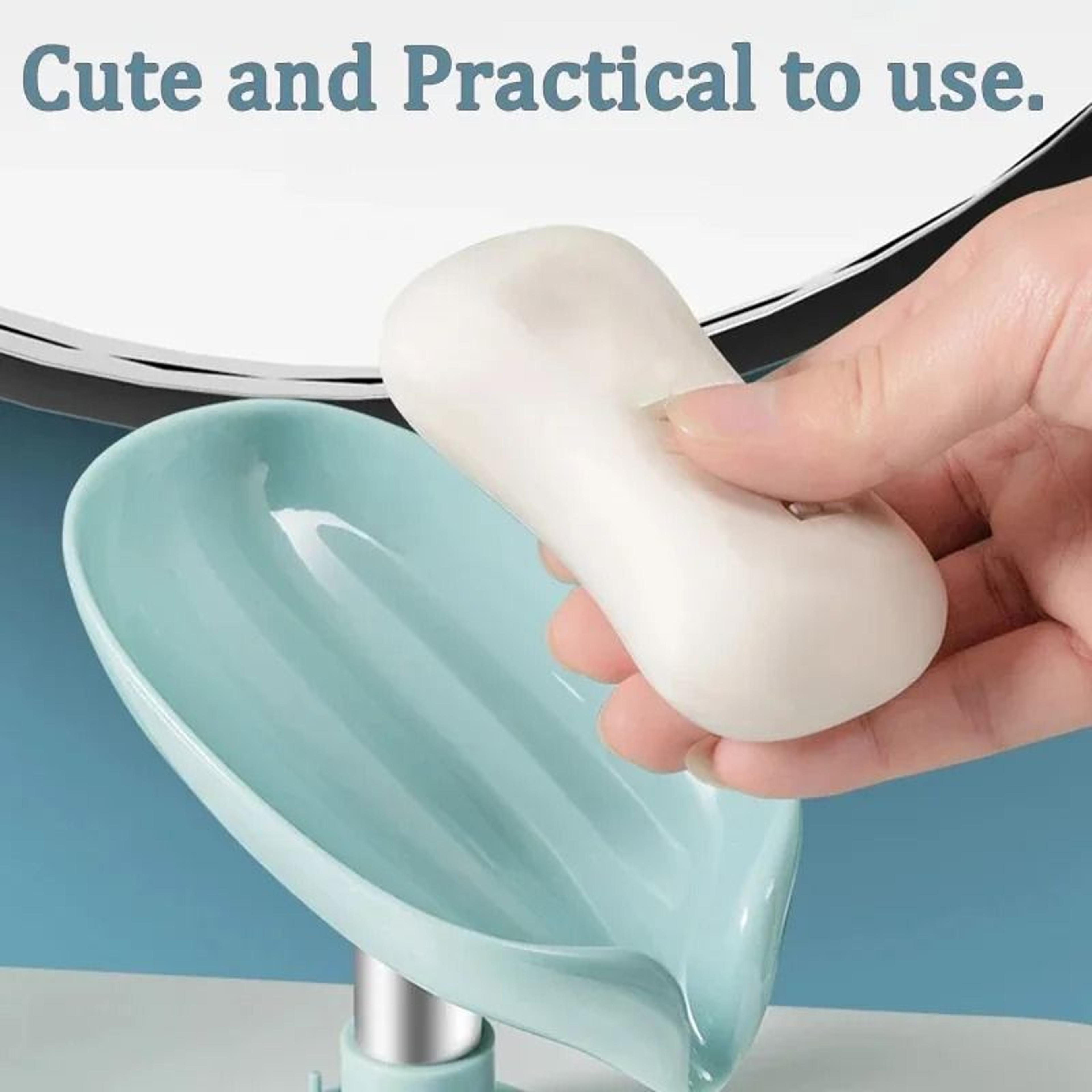 Leaf Shaped Drain Soap Holder With Suction Cup Base 4