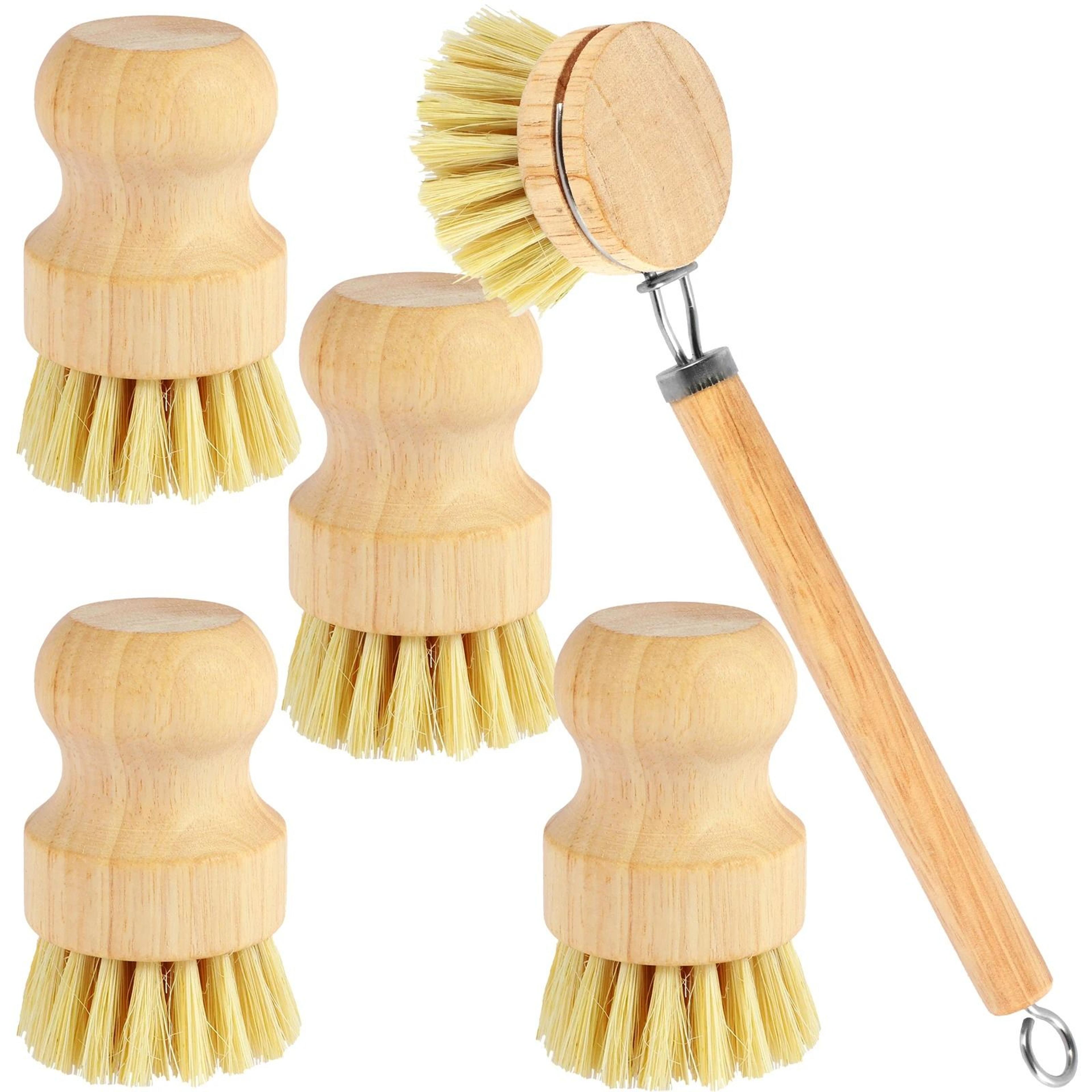 Bamboo Dish Brush Set With Long Handle And Deep Cleaning Bristles 9