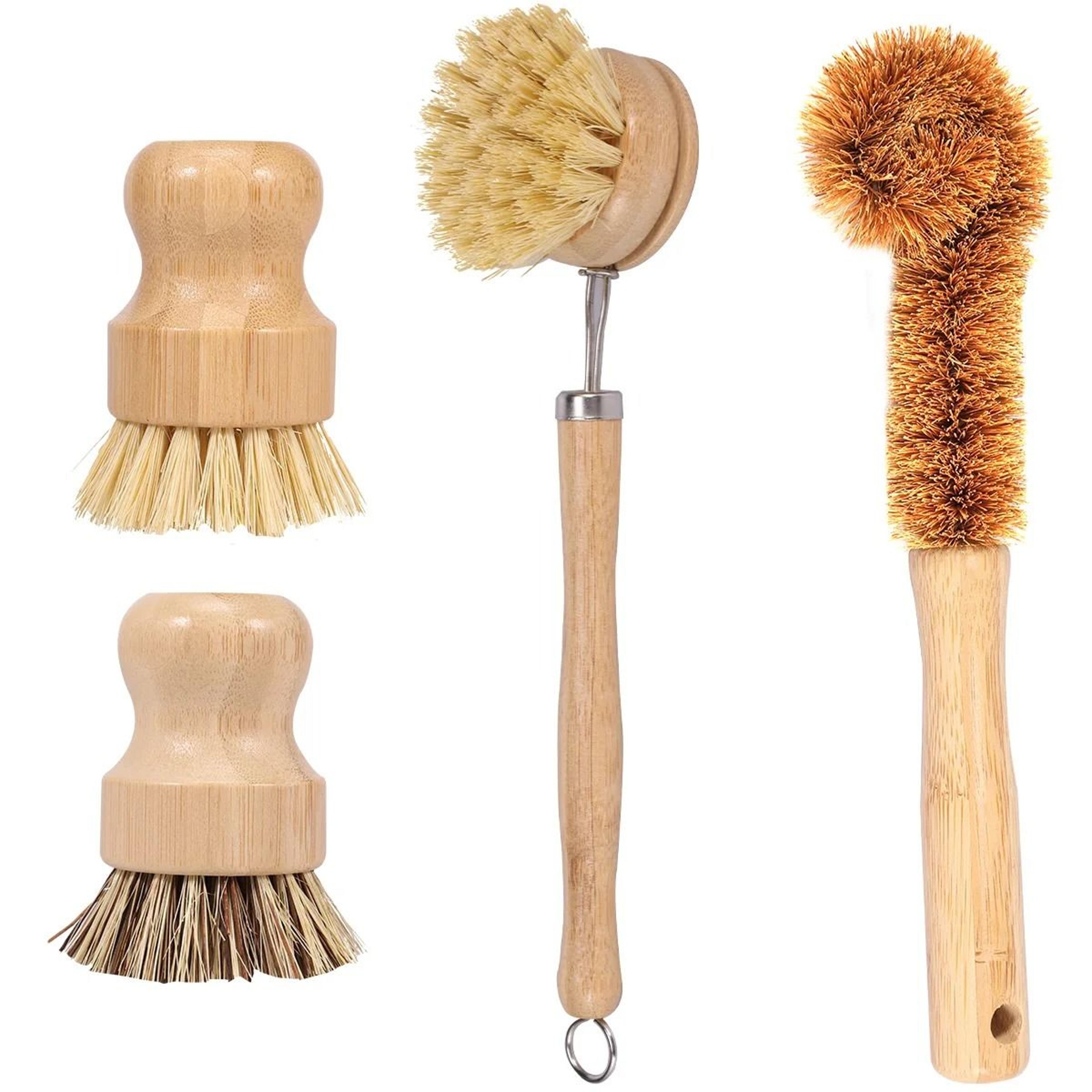 Bamboo Dish Brush Set With Long Handle And Deep Cleaning Bristles 8