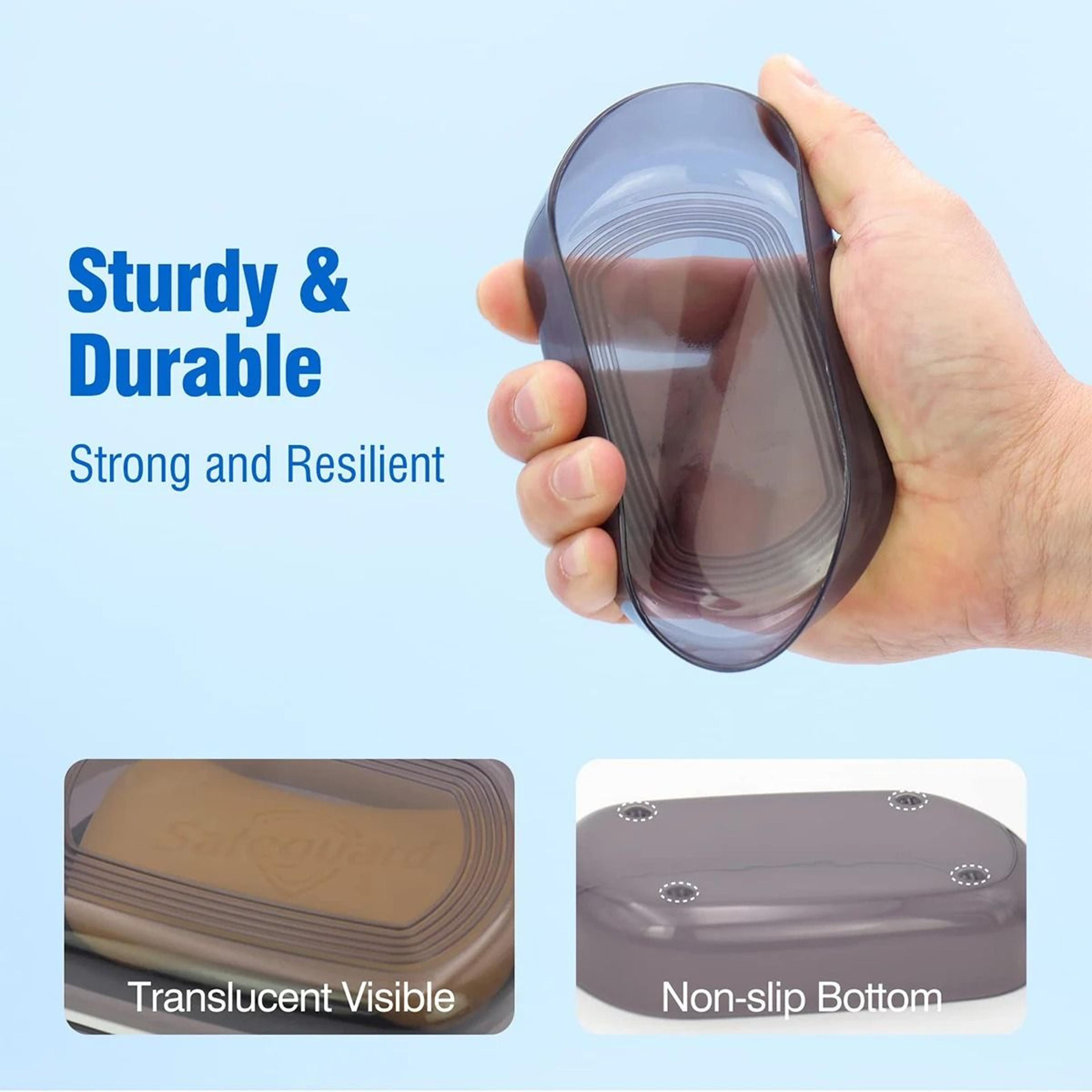 Portable Bathroom Soap Holder With Covered Double Layer Bamboo Storage 3