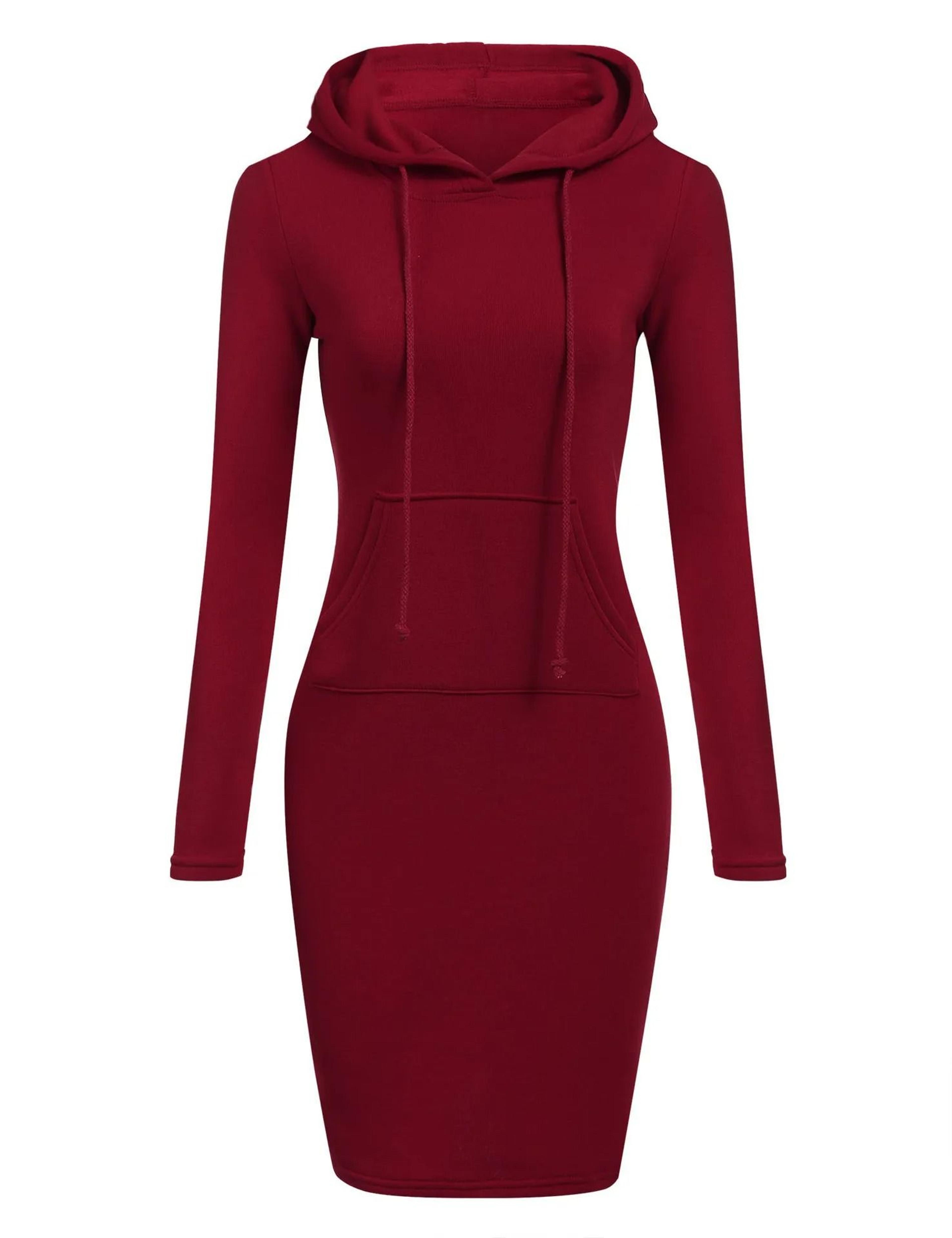 Womens Hooded Dress With Long Sleeves And Cozy Autumn Styling 9