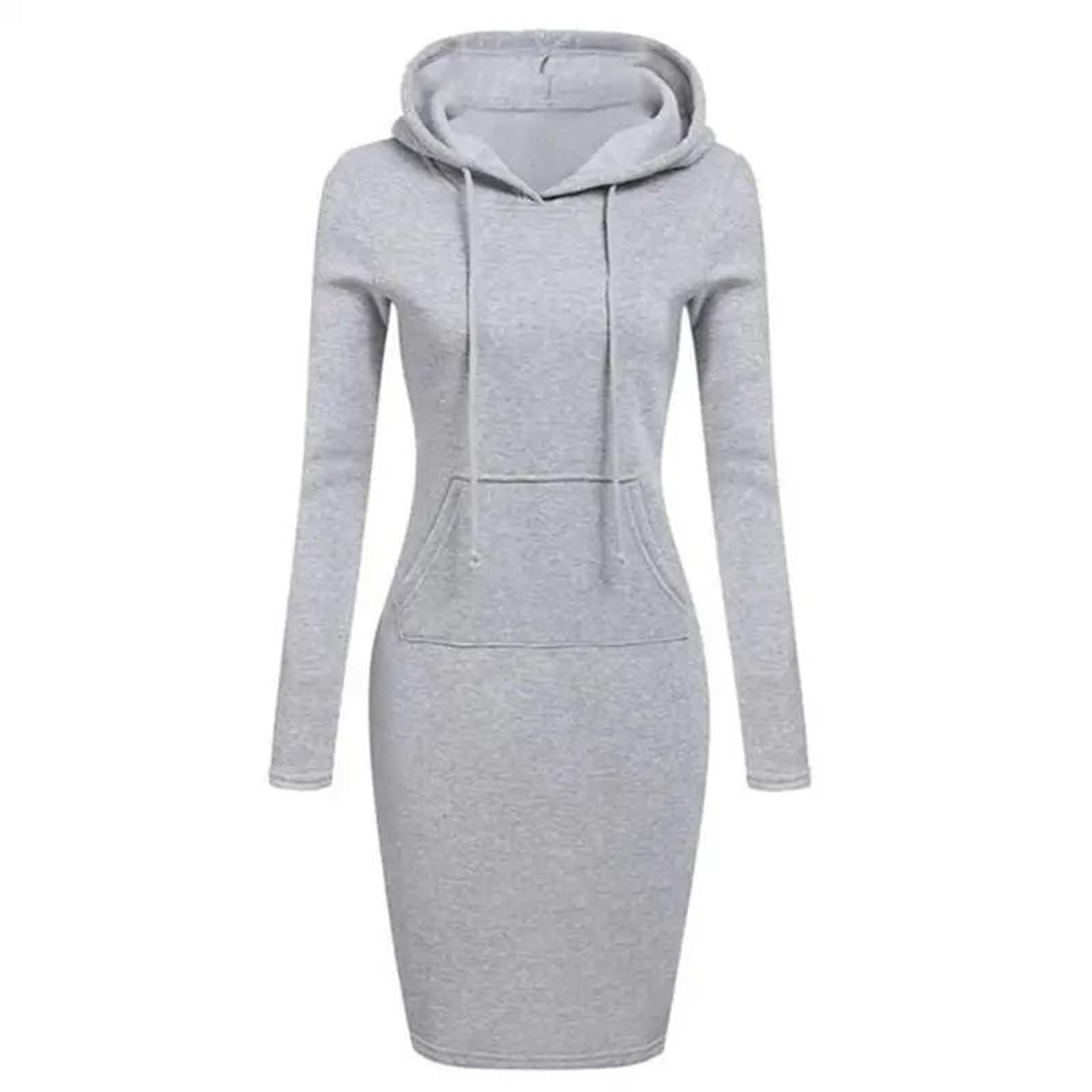 Womens Hooded Dress With Long Sleeves And Cozy Autumn Styling 3