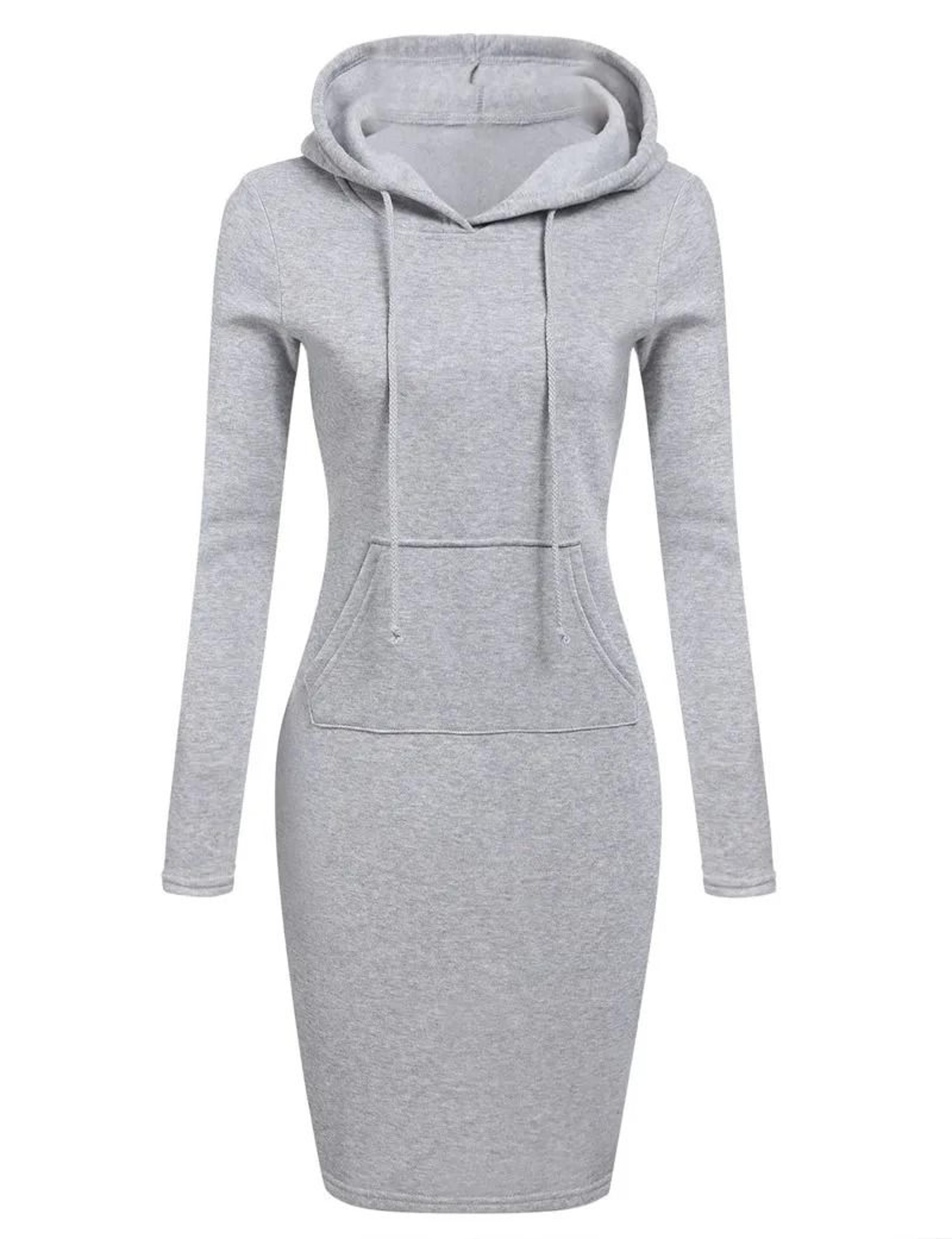 Womens Hooded Dress With Long Sleeves And Cozy Autumn Styling 8