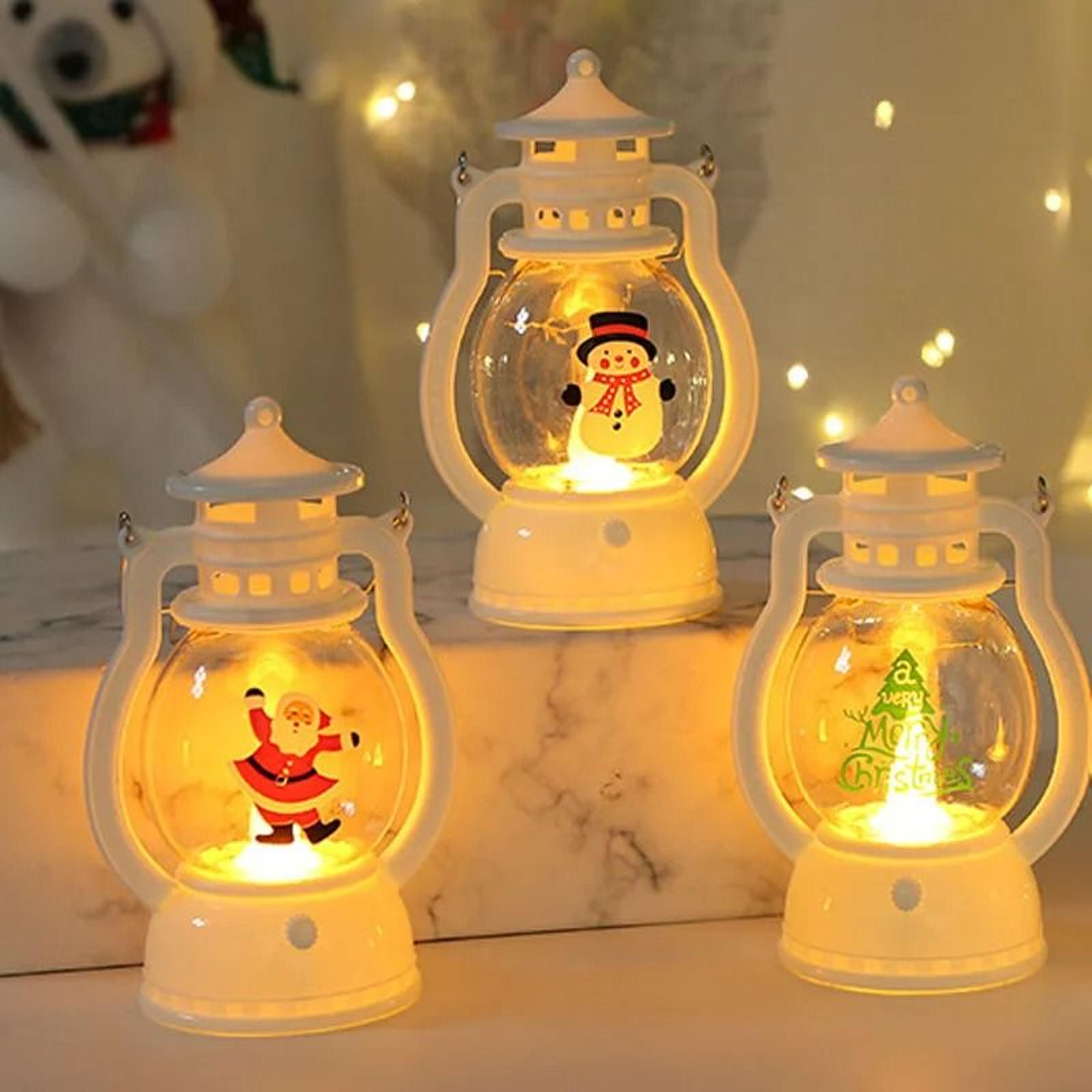 Portable LED Christmas Lantern With Santa Claus Or Snowman Decoration 0