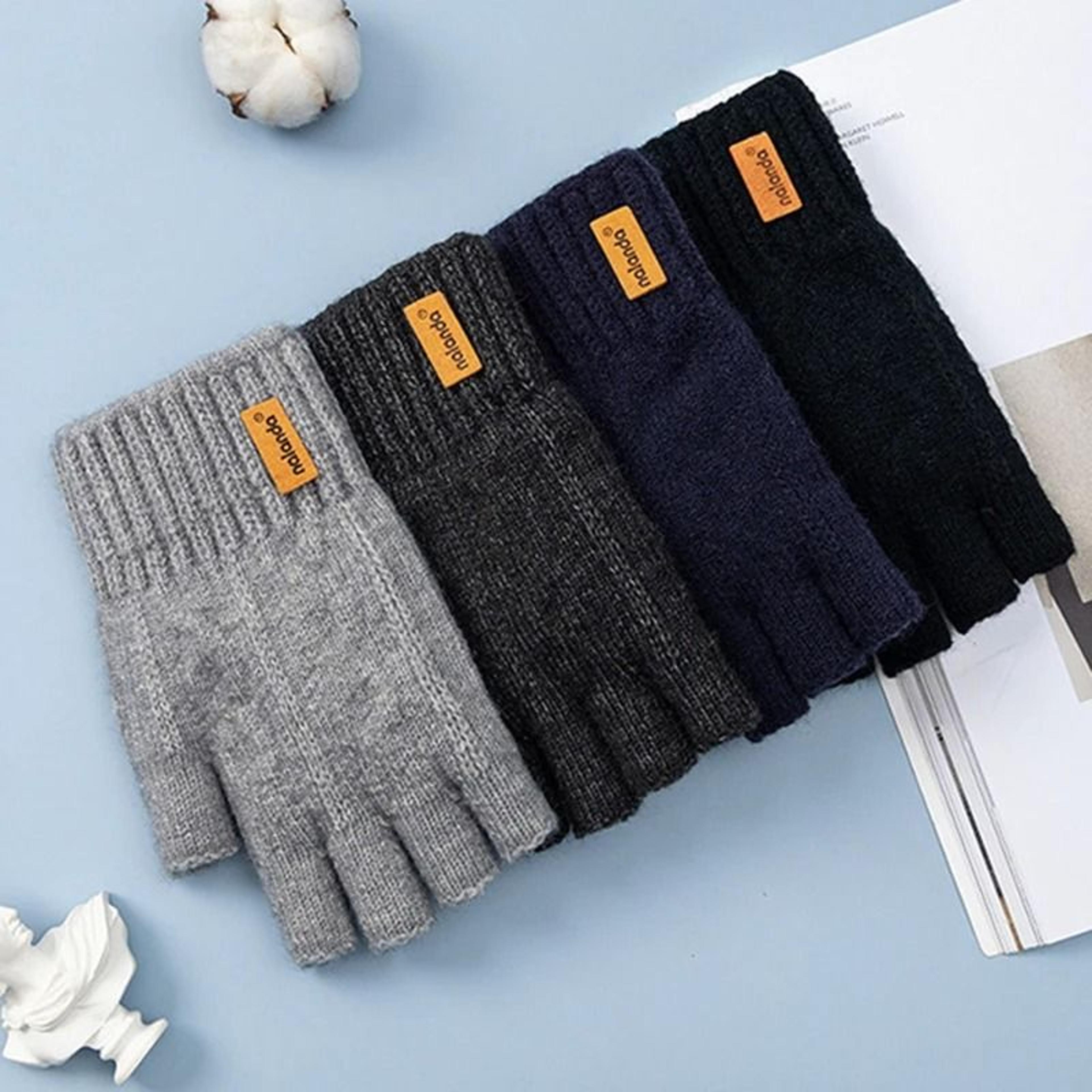 Winter Knitted Fingerless Gloves Warm Plush Gloves For Men And Women 4