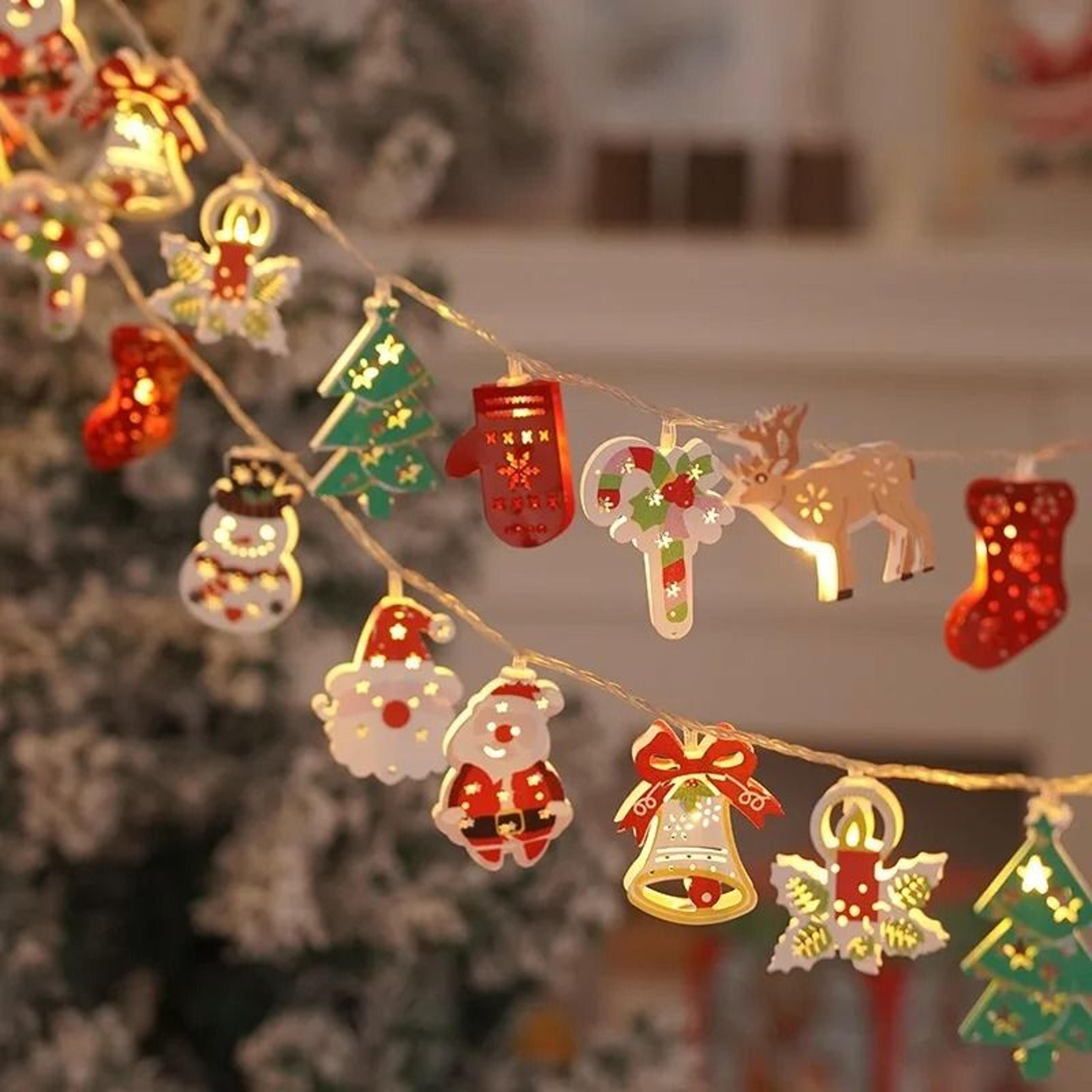 Christmas Deer And Snowflake LED String Lights Battery Powered Holiday Decoration 4