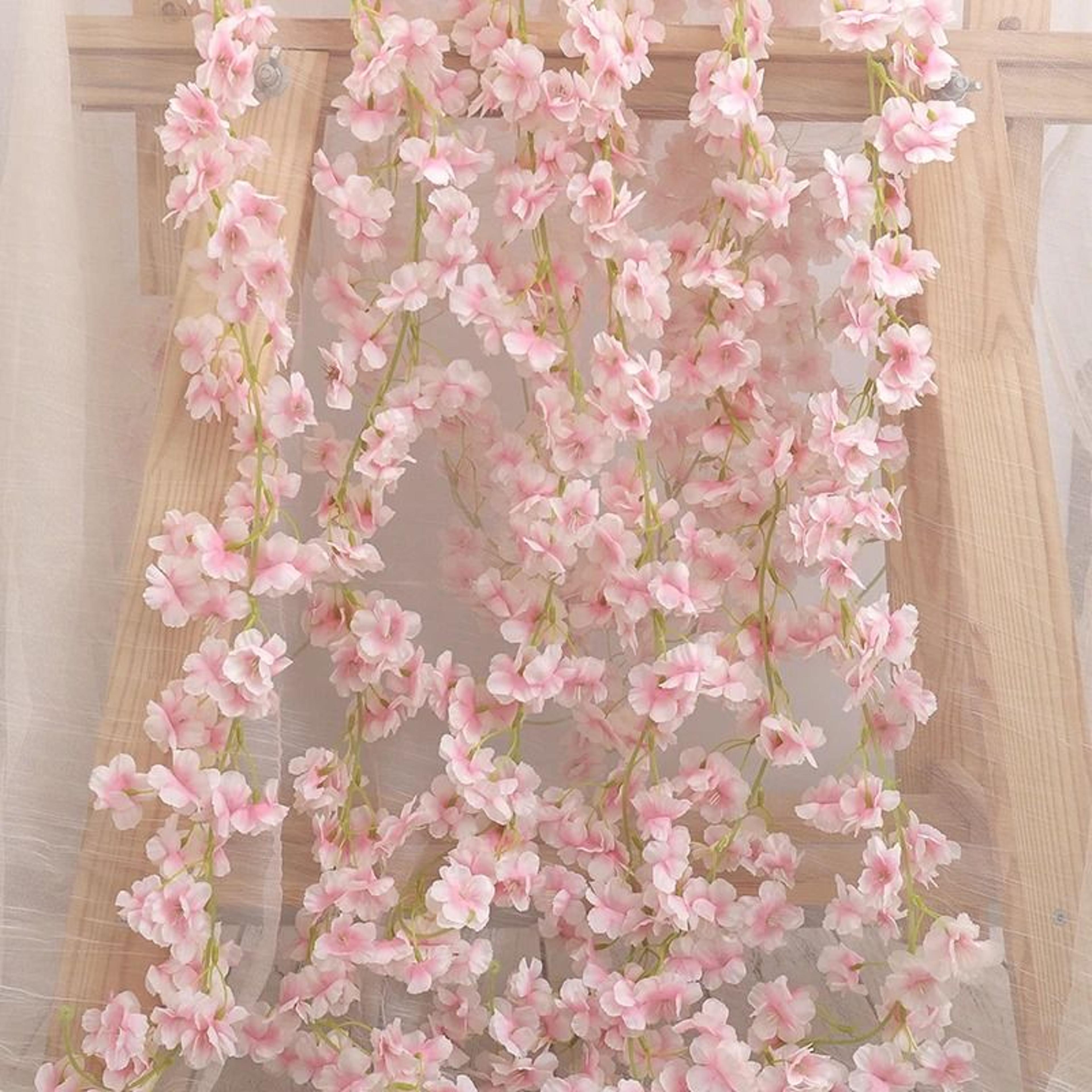 artificial sakura floral garland for home garden decoration