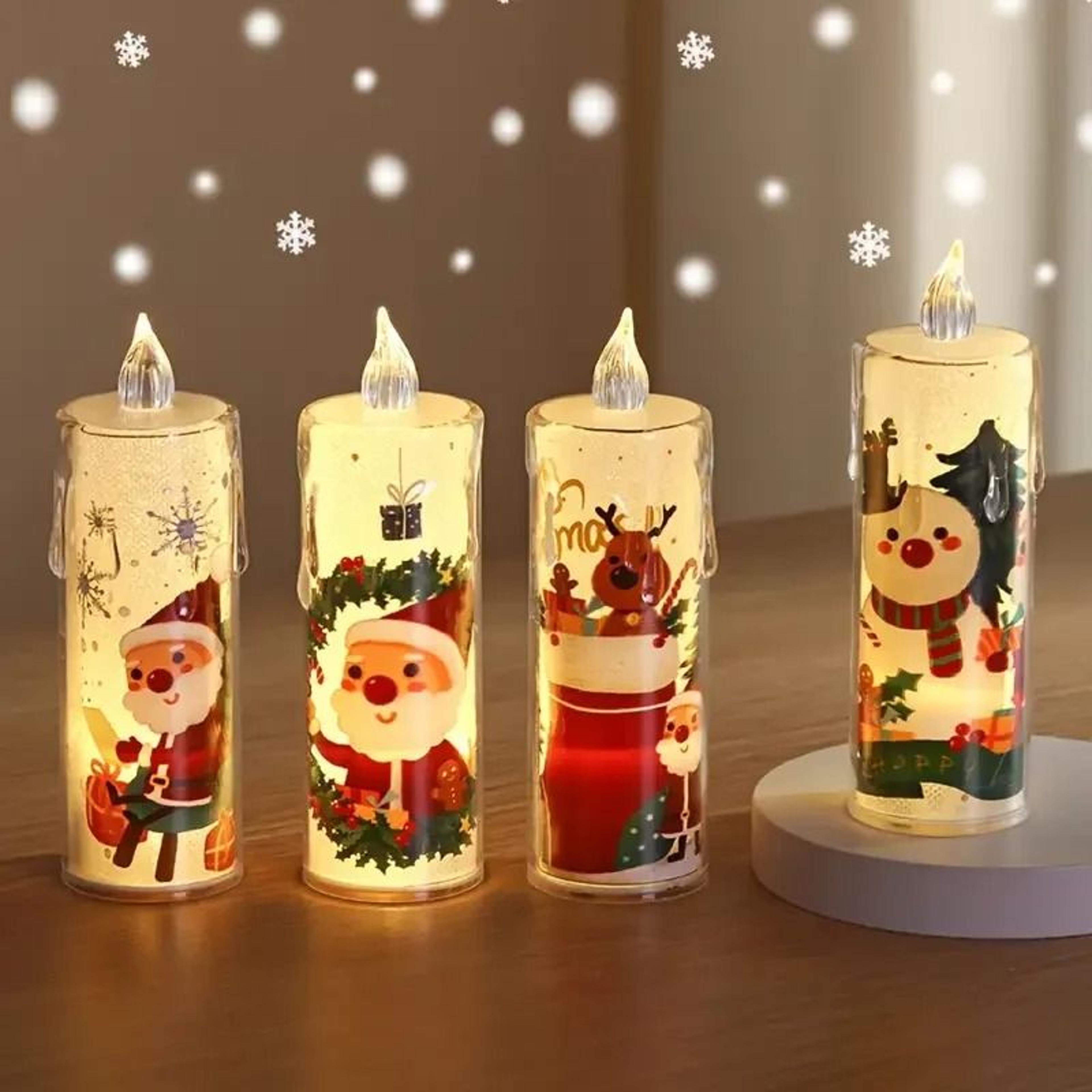 Christmas LED Flameless Candle Set With Santa Projection 0