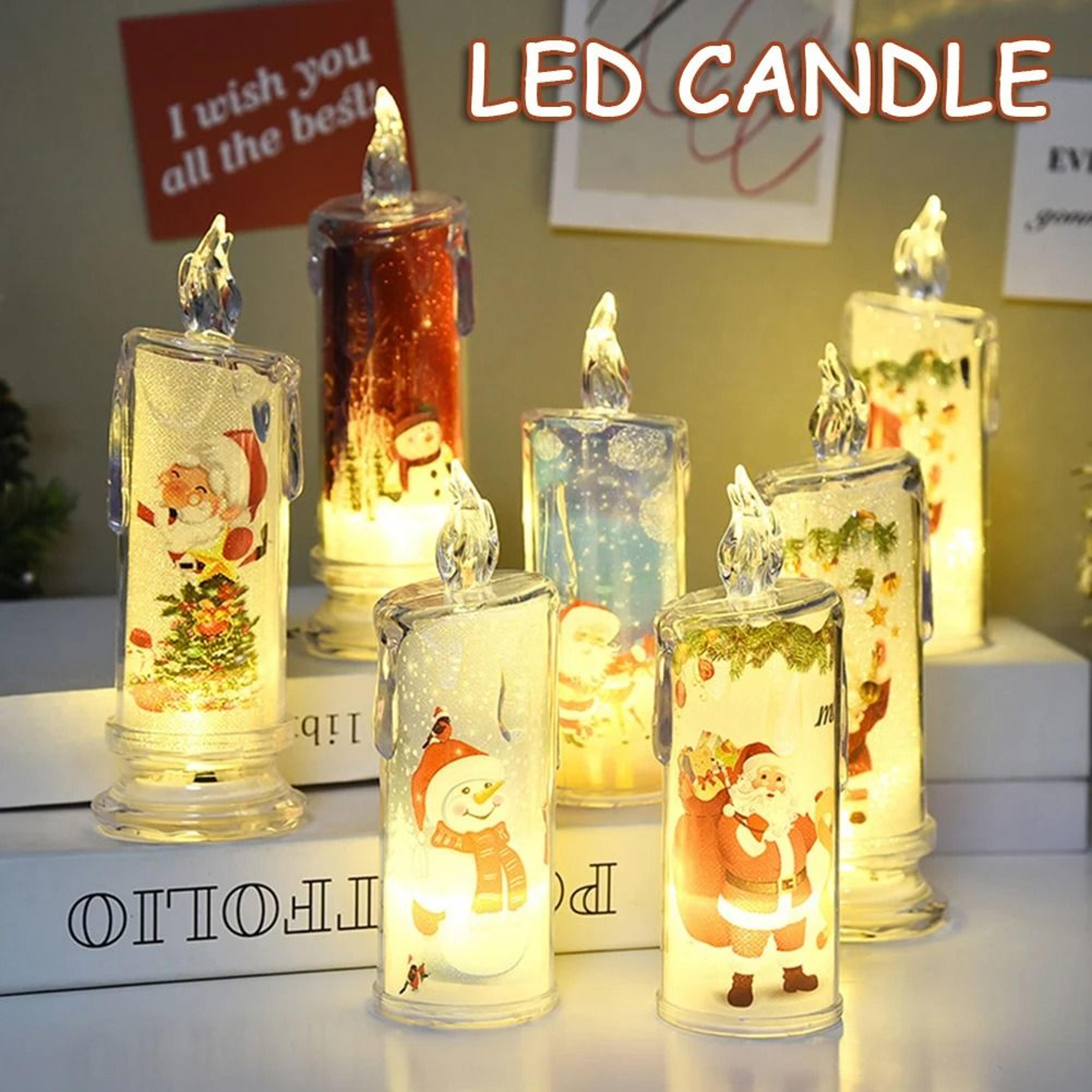 Christmas LED Flameless Candle Set With Santa Projection 2