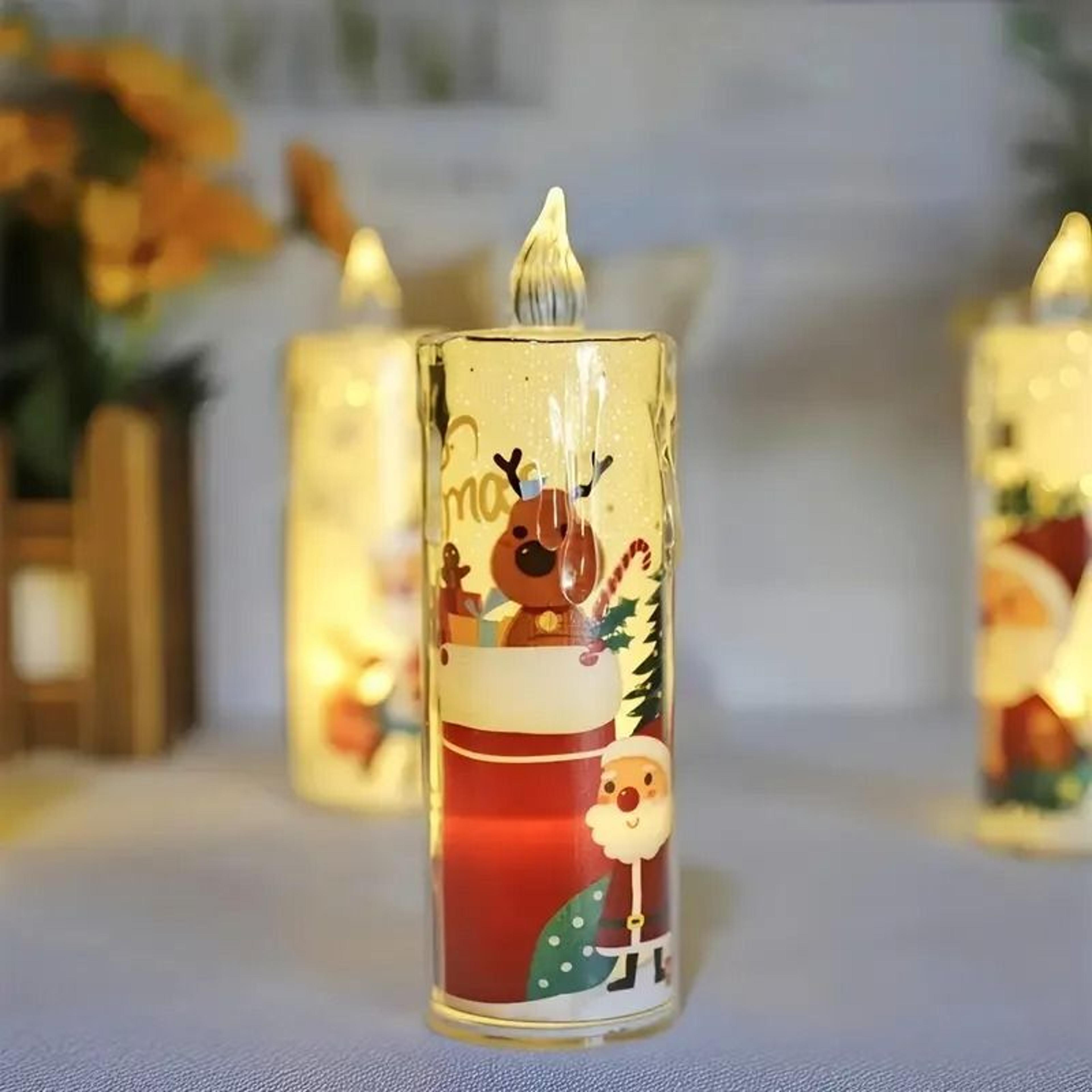 Christmas LED Flameless Candle Set With Santa Projection 3
