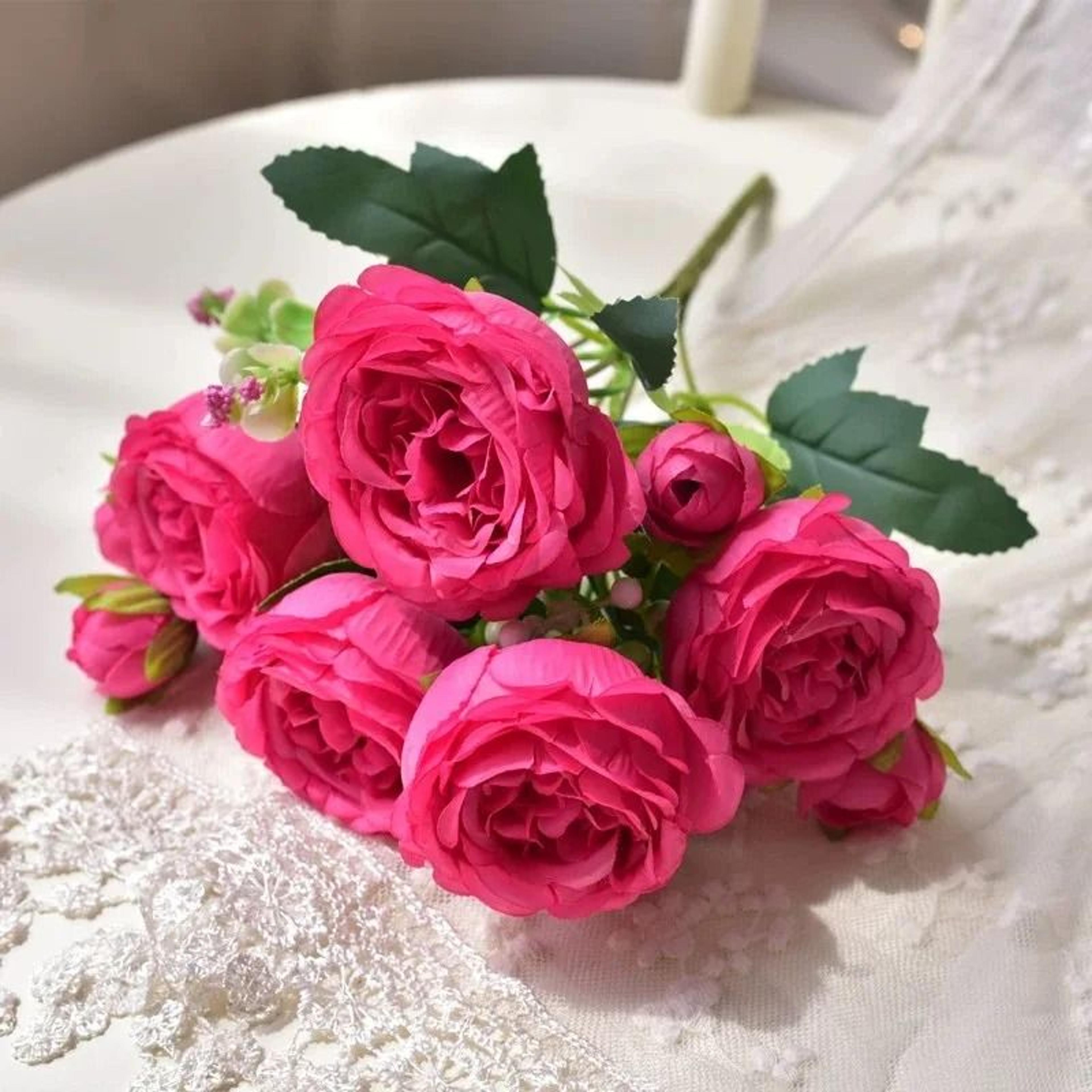 Rose Pink Silk Peony Bouquet 10