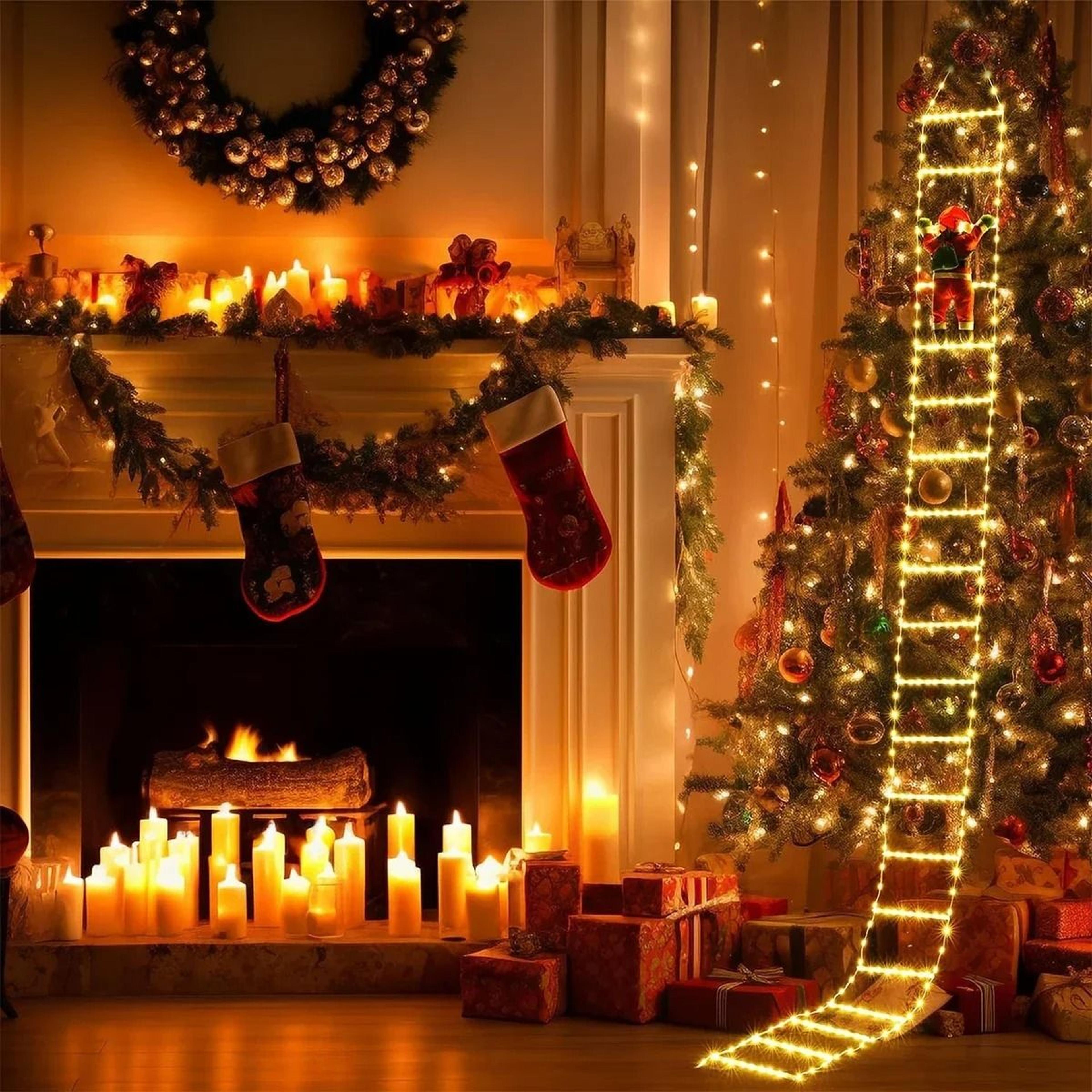 Santa Claus Climbing Ladder Christmas Light Decoration 2