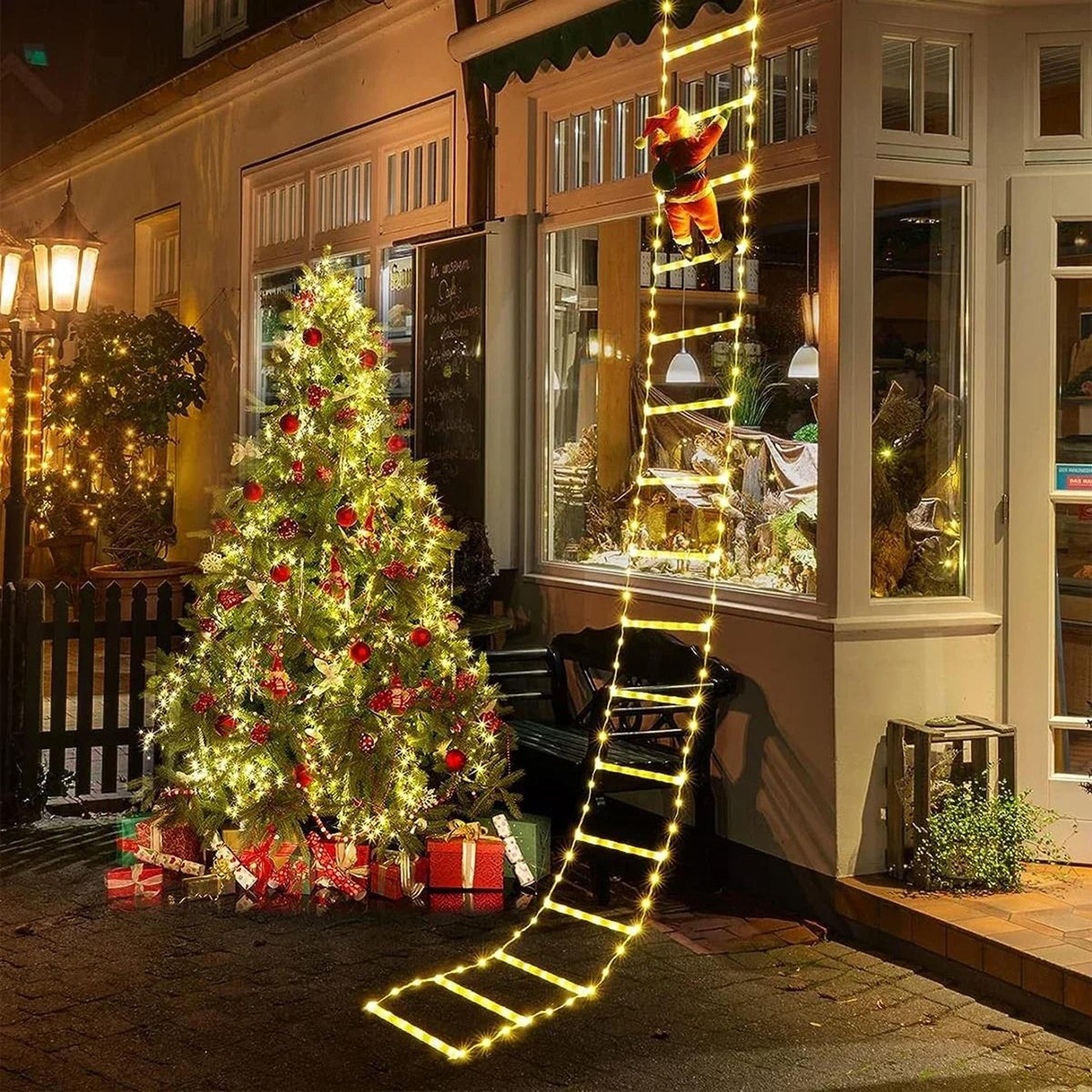 Santa Claus Climbing Ladder Christmas Light Decoration 3
