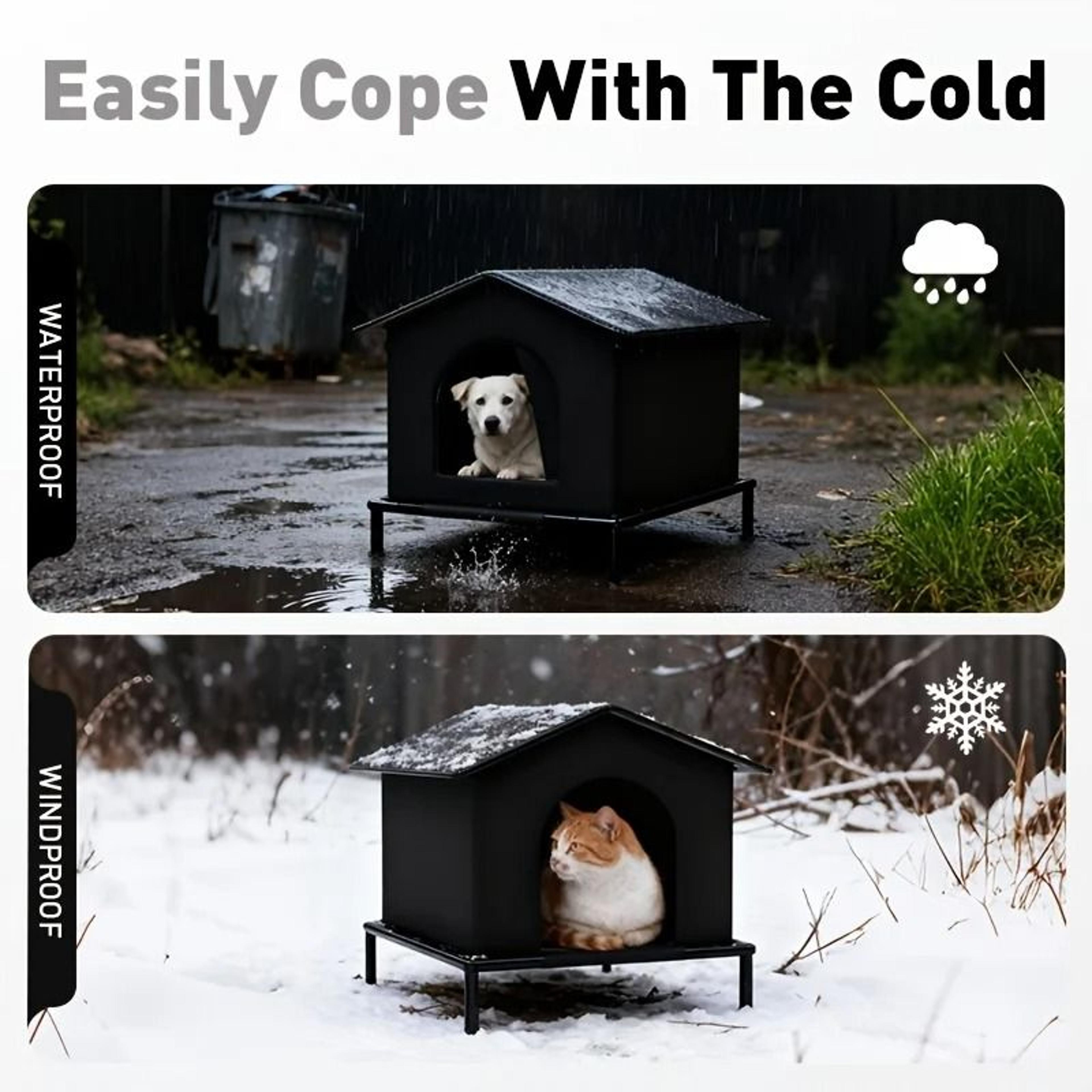 Outdoor Insulated Cat Shelter With Shelf And Cushion 2