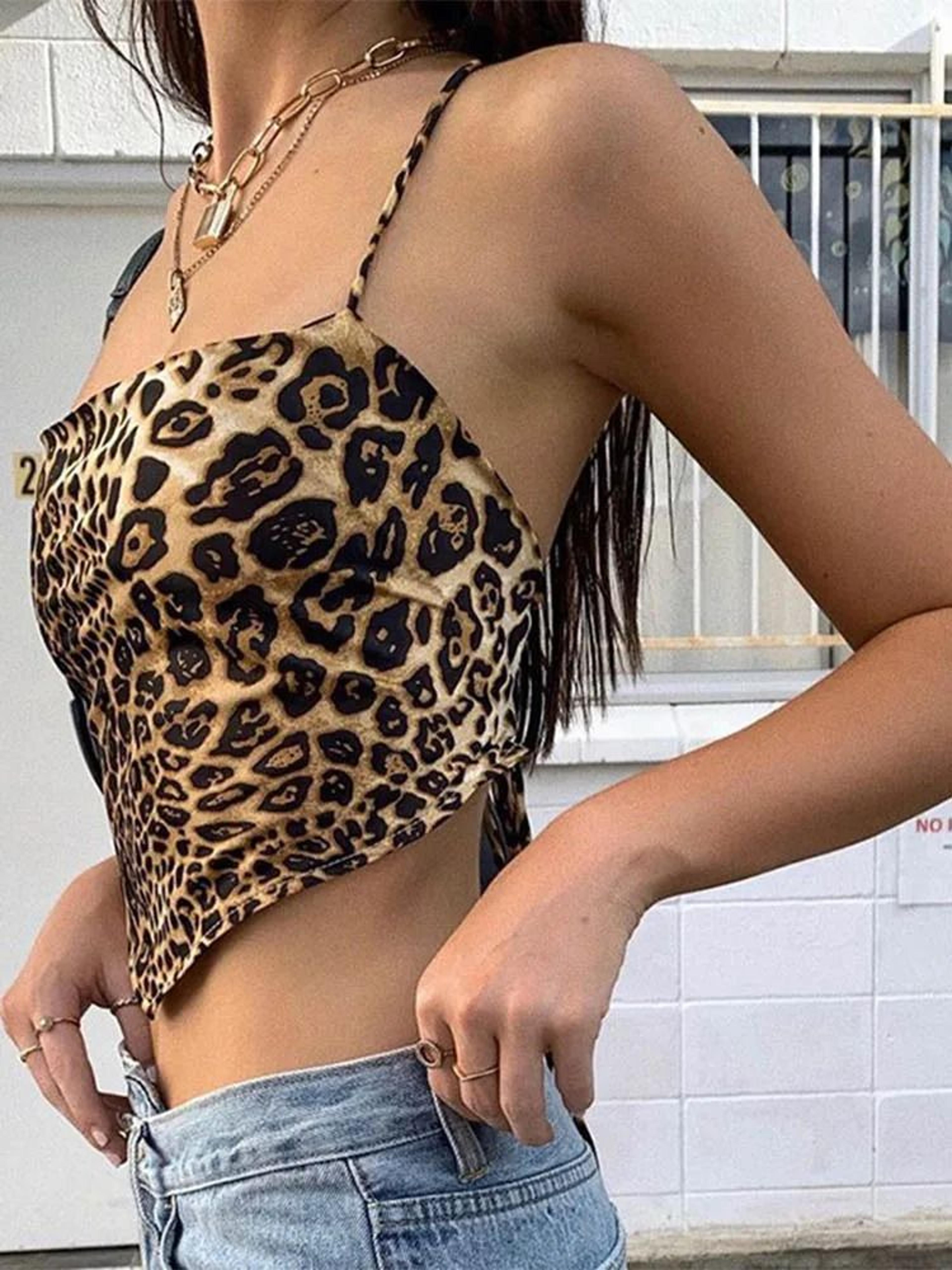 Leopard Print Backless Crop Top 1