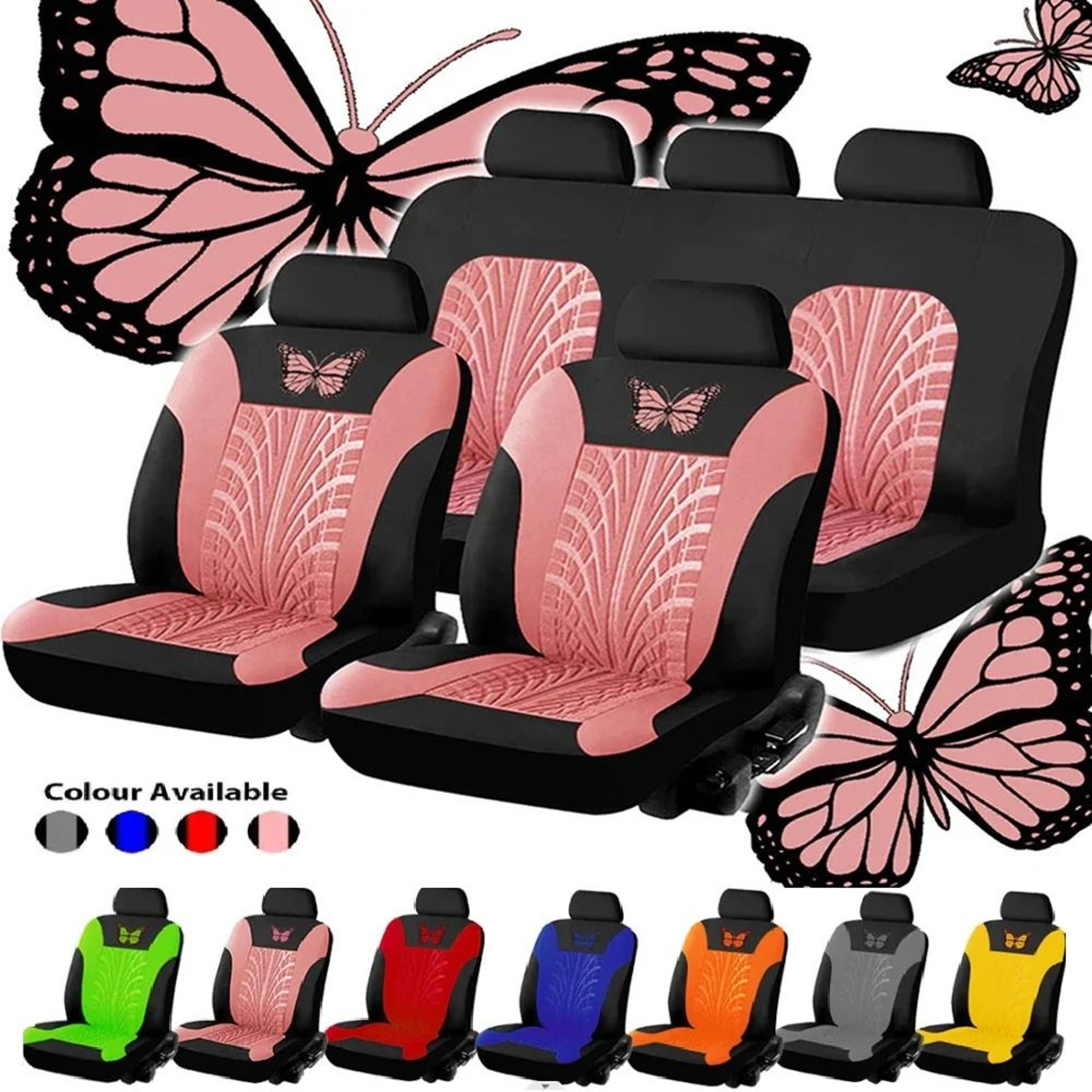 universal car seat cover full set with butterfly embroidery design