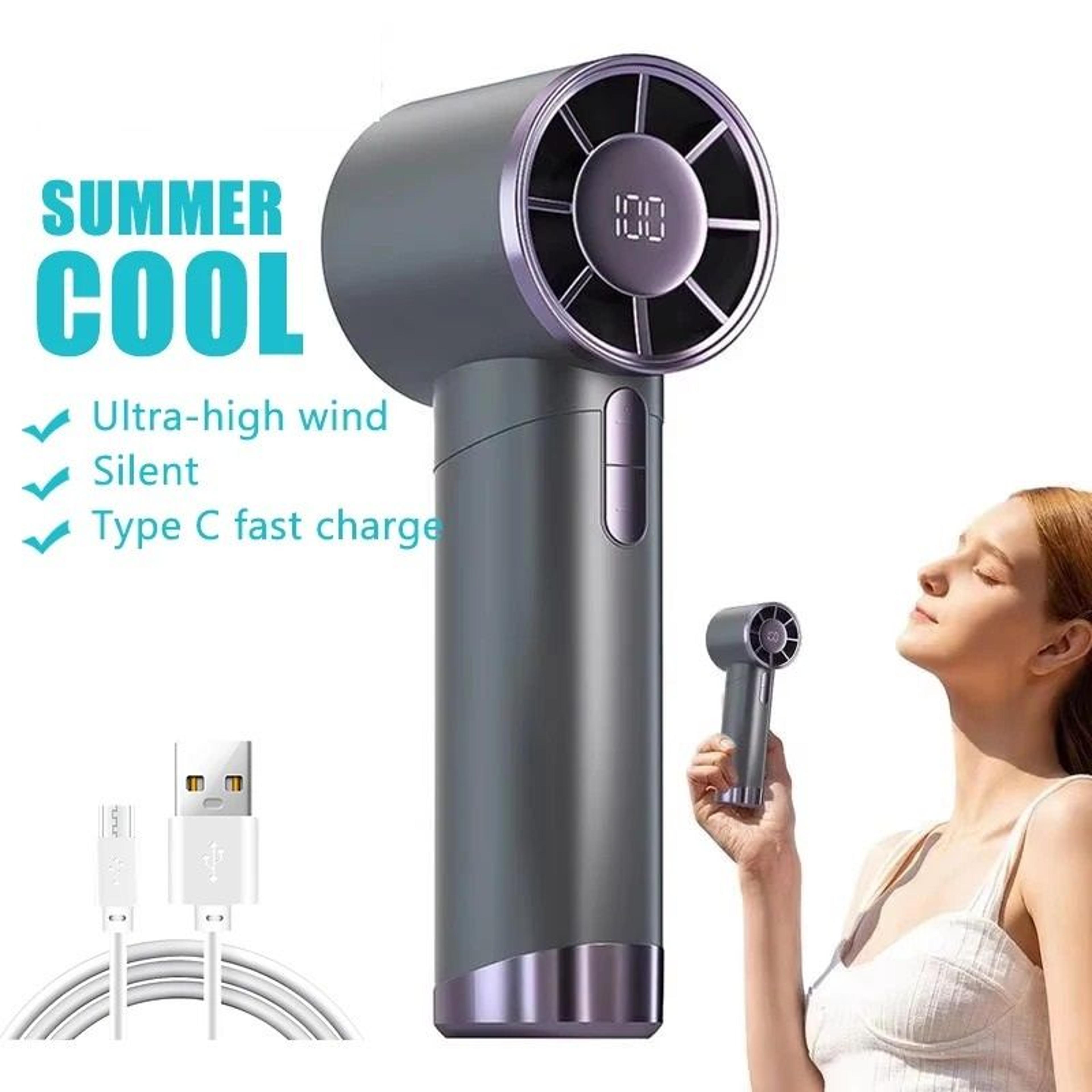 USB Rechargeable Portable Handheld Fan With Adjustable Speeds And LED Display 0