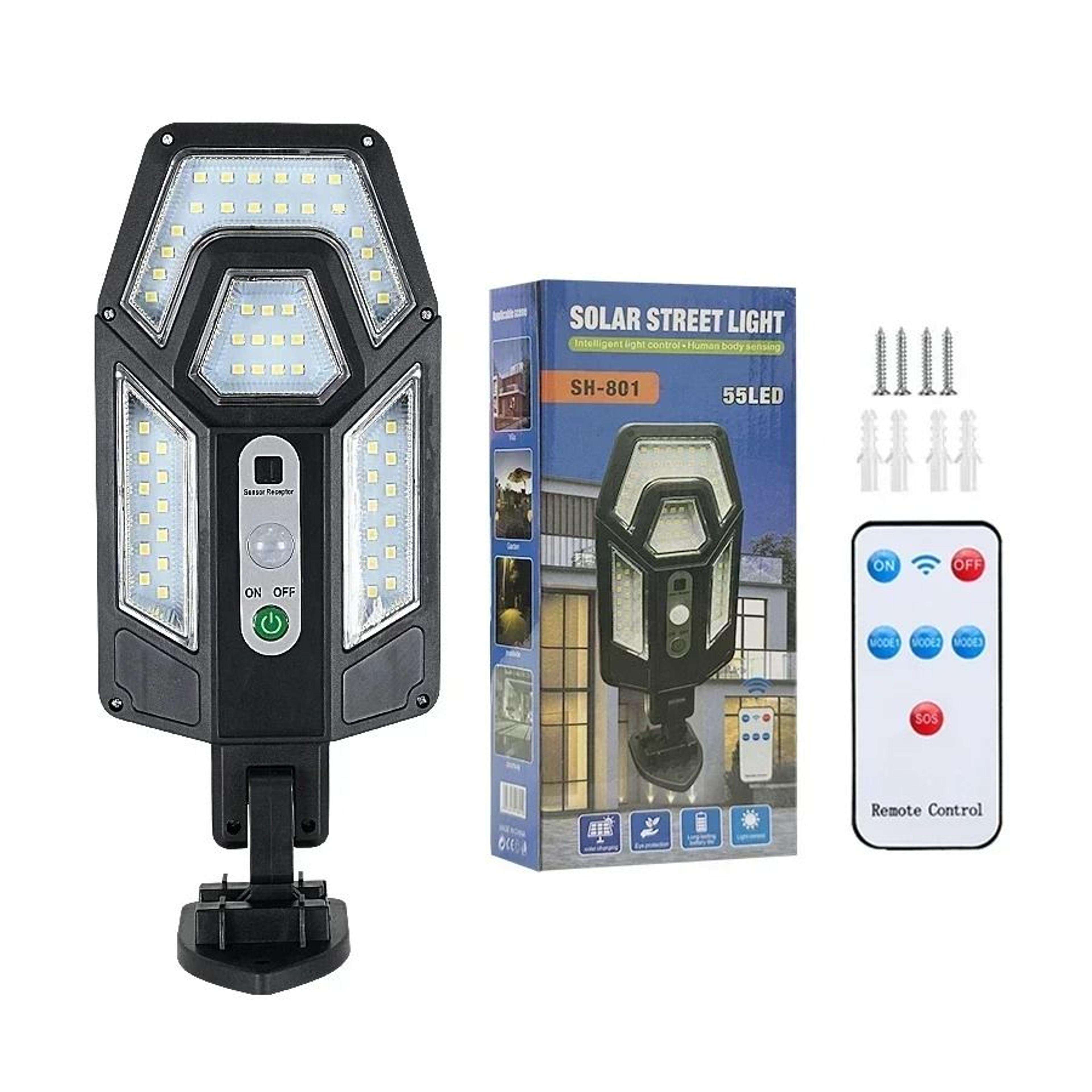 Solar Motion Sensor Outdoor LED Wall Light With Remote Control 7