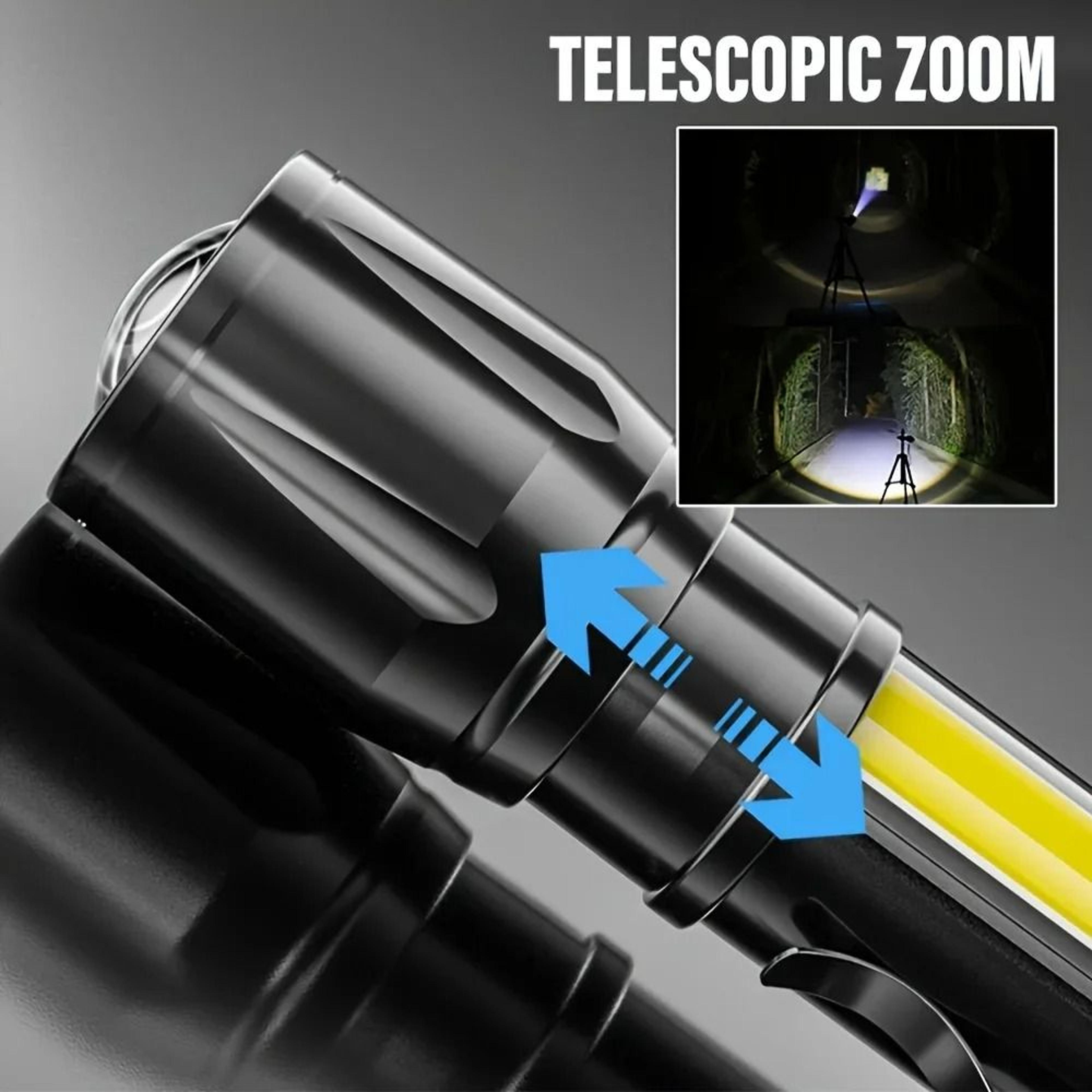 USB Rechargeable Mini COB And XPE LED Flashlight With Zoom And Pen Clip 2