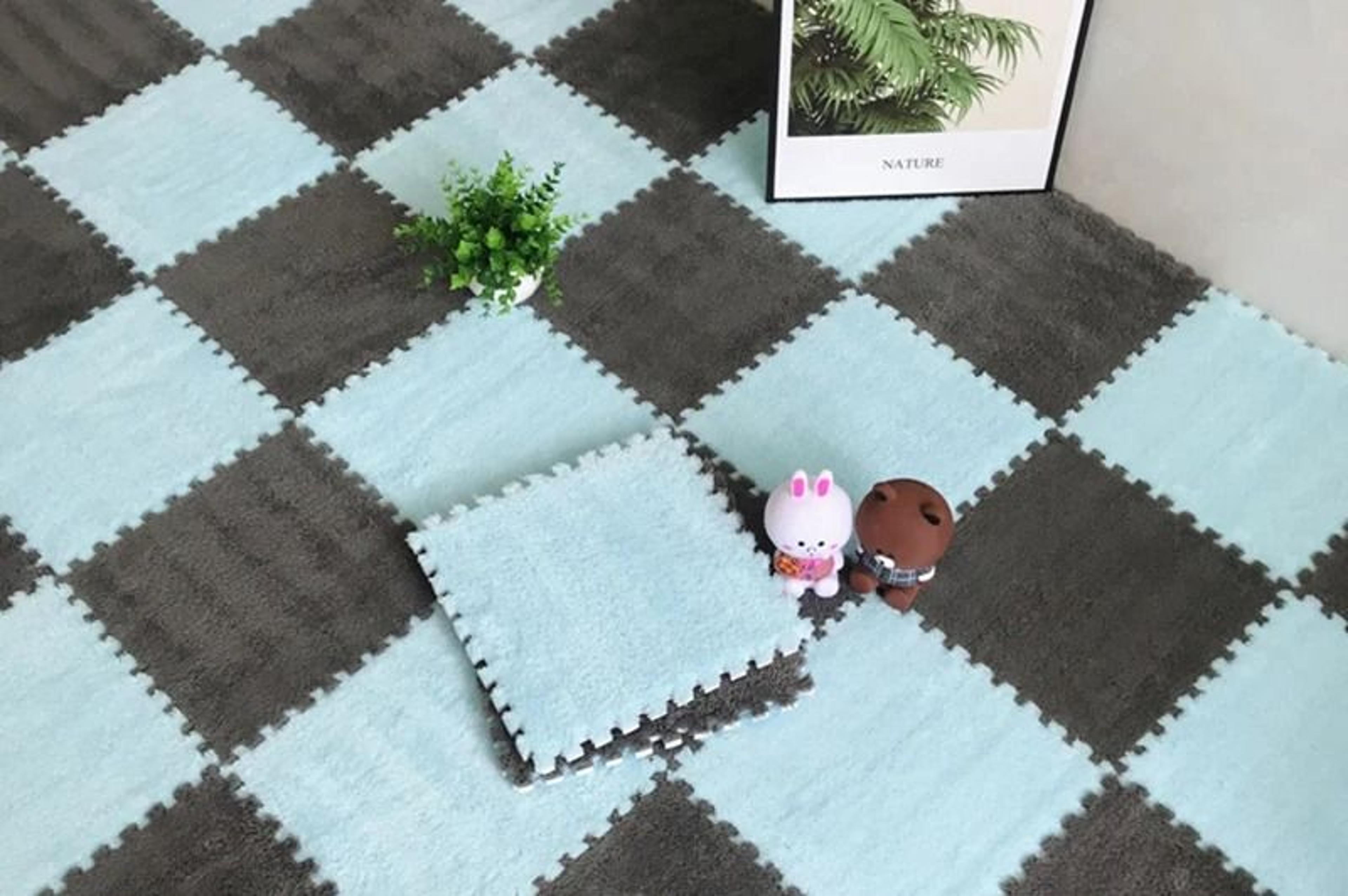 Soft Plush Baby Play Mat With EVA Foam Puzzle Tiles For Kids 15