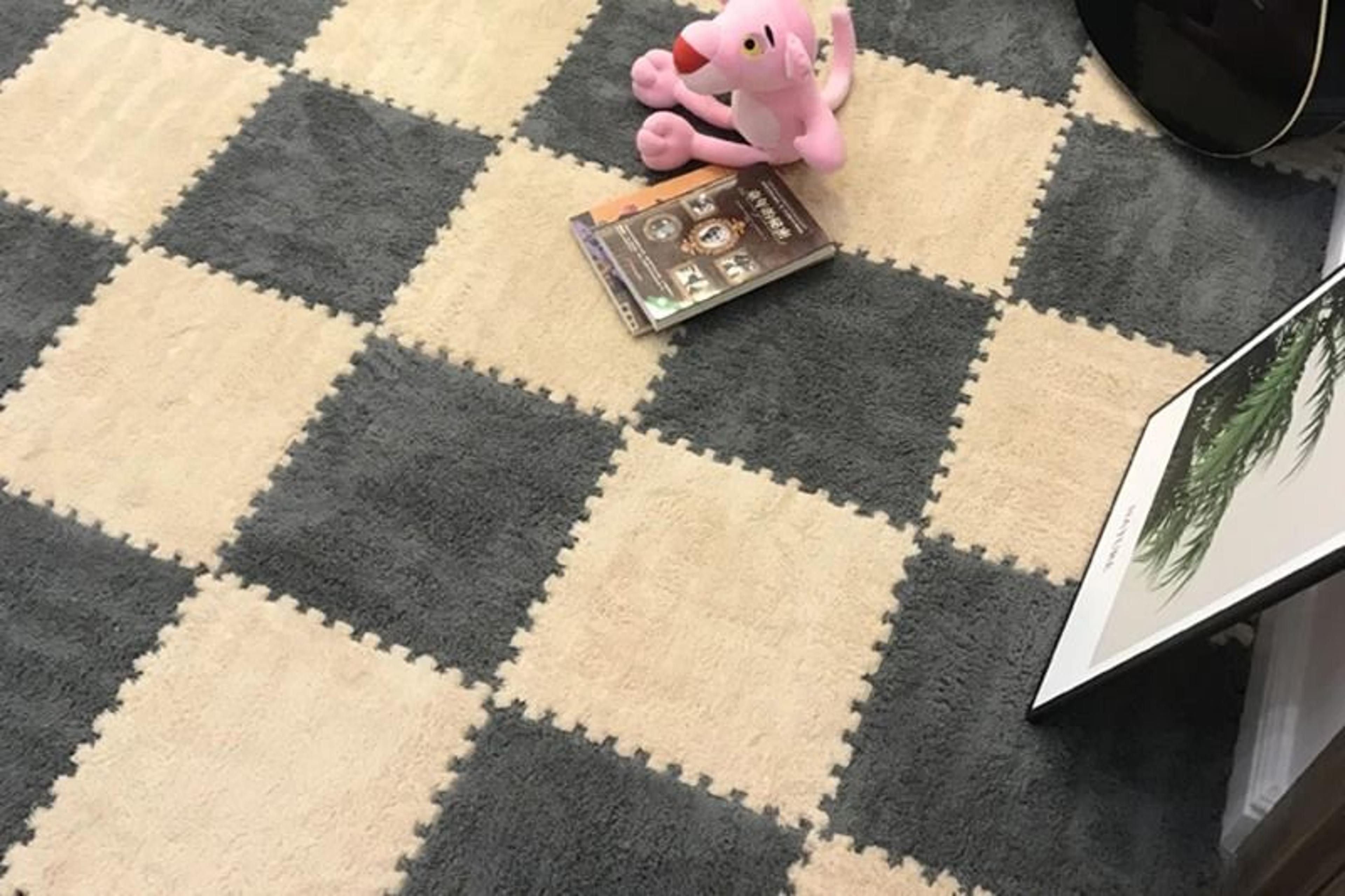 Soft Plush Baby Play Mat With EVA Foam Puzzle Tiles For Kids 16