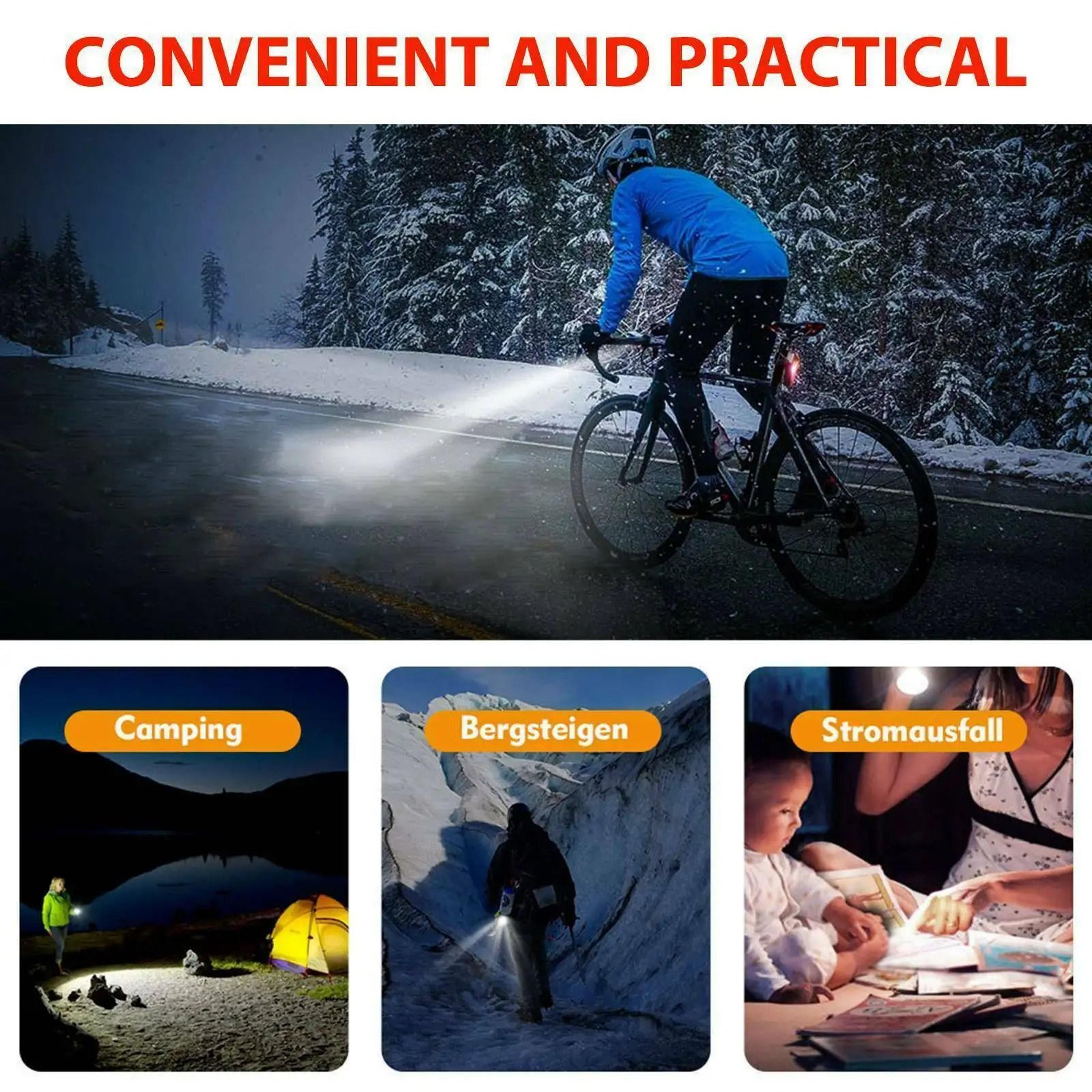 USB Rechargeable Bike Light Set With Front Headlight And Rear Taillight 3