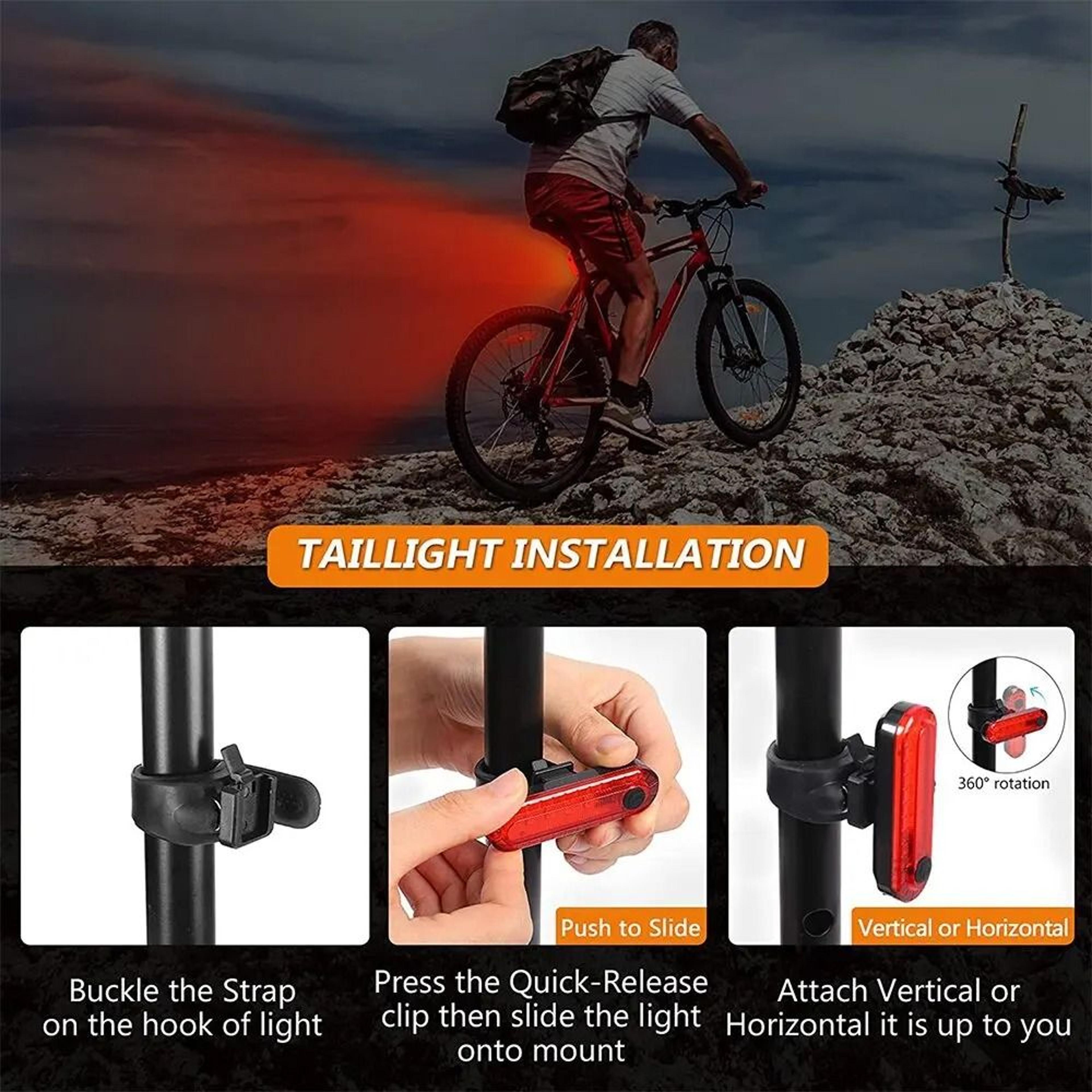 USB Rechargeable Bicycle Rear Tail Lights For Night Riding Safety 5