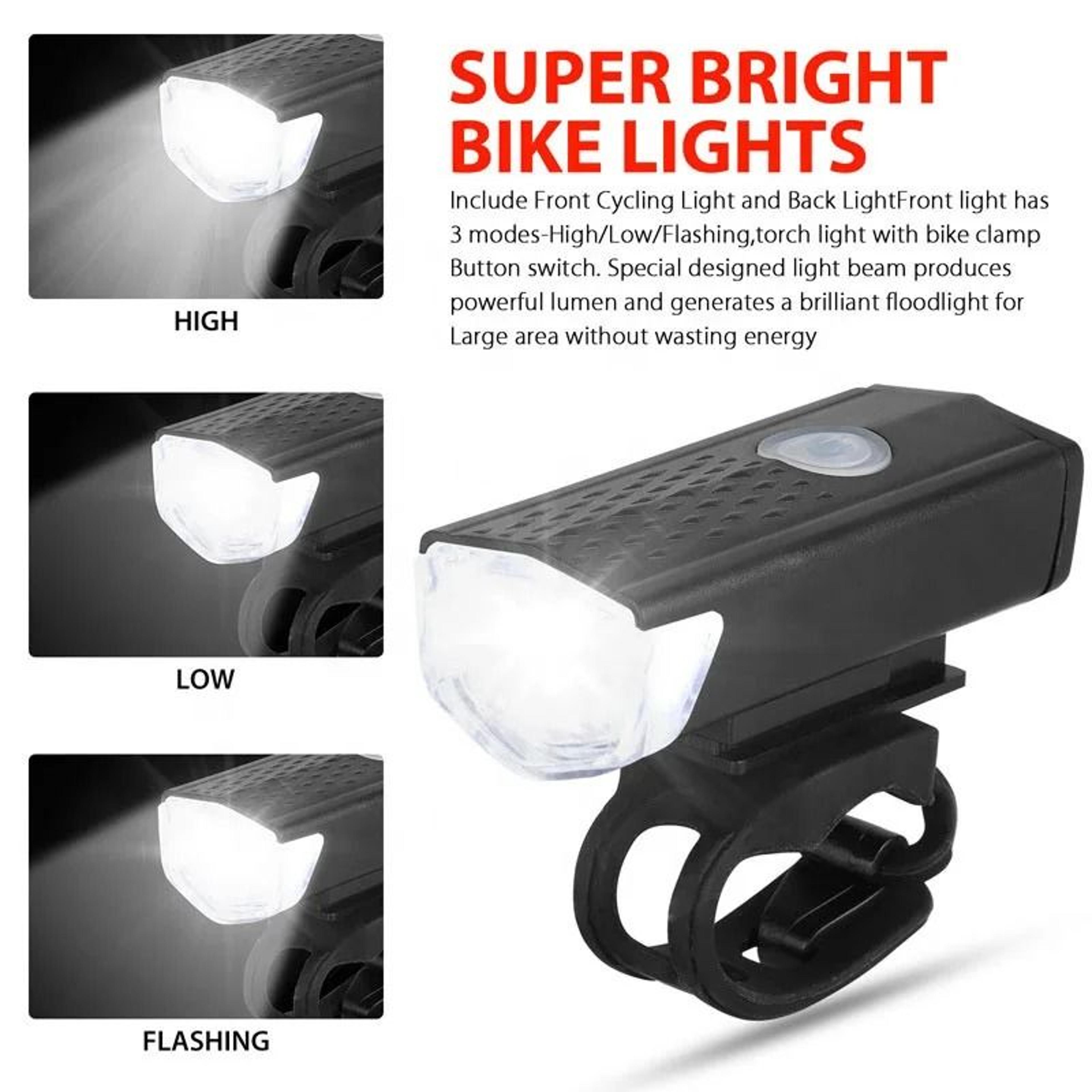 USB Rechargeable Bicycle Front And Rear Light Set For Night Riding Safety 1