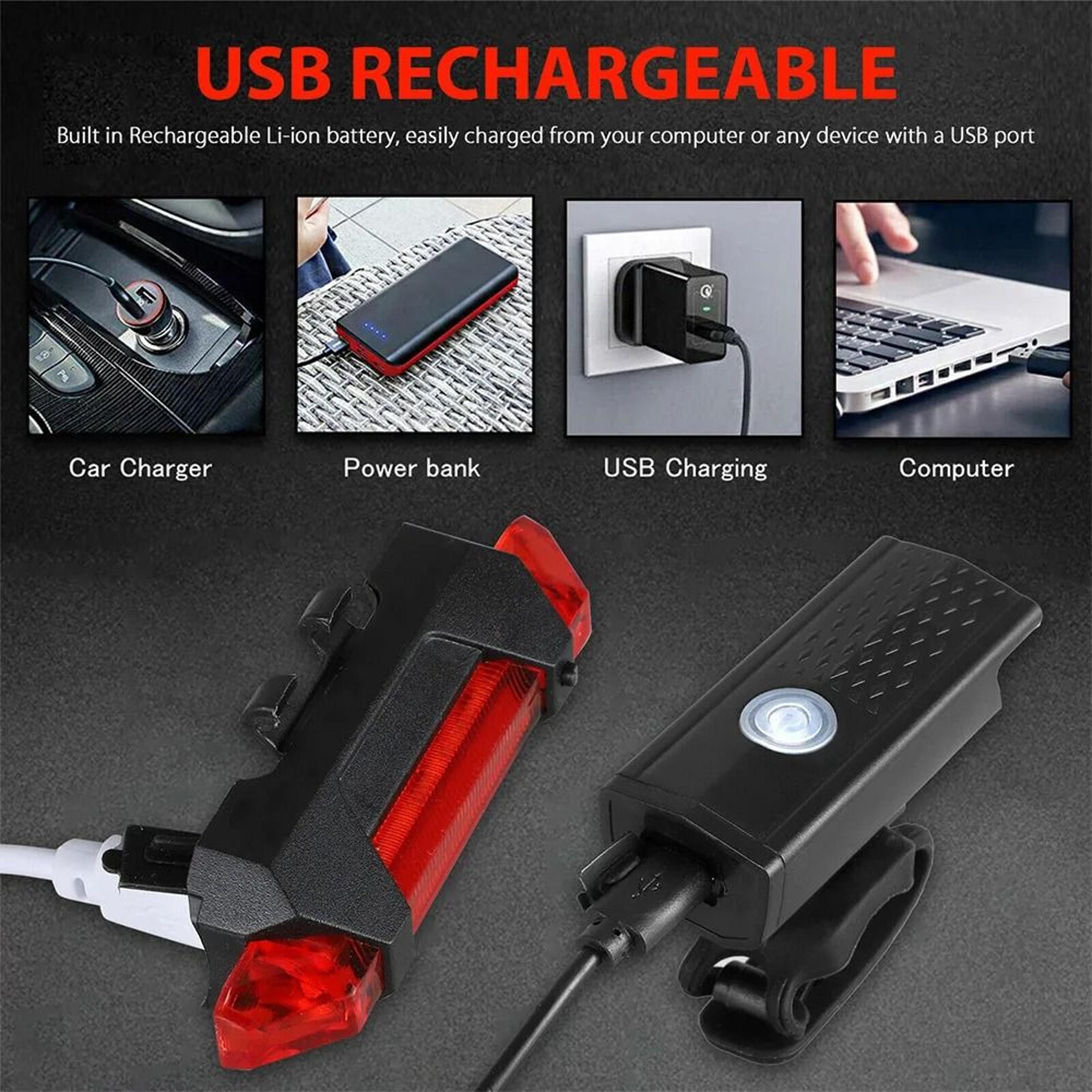 Rechargeable Bicycle Headlight And Taillight Set For Safer Night Cycling 4