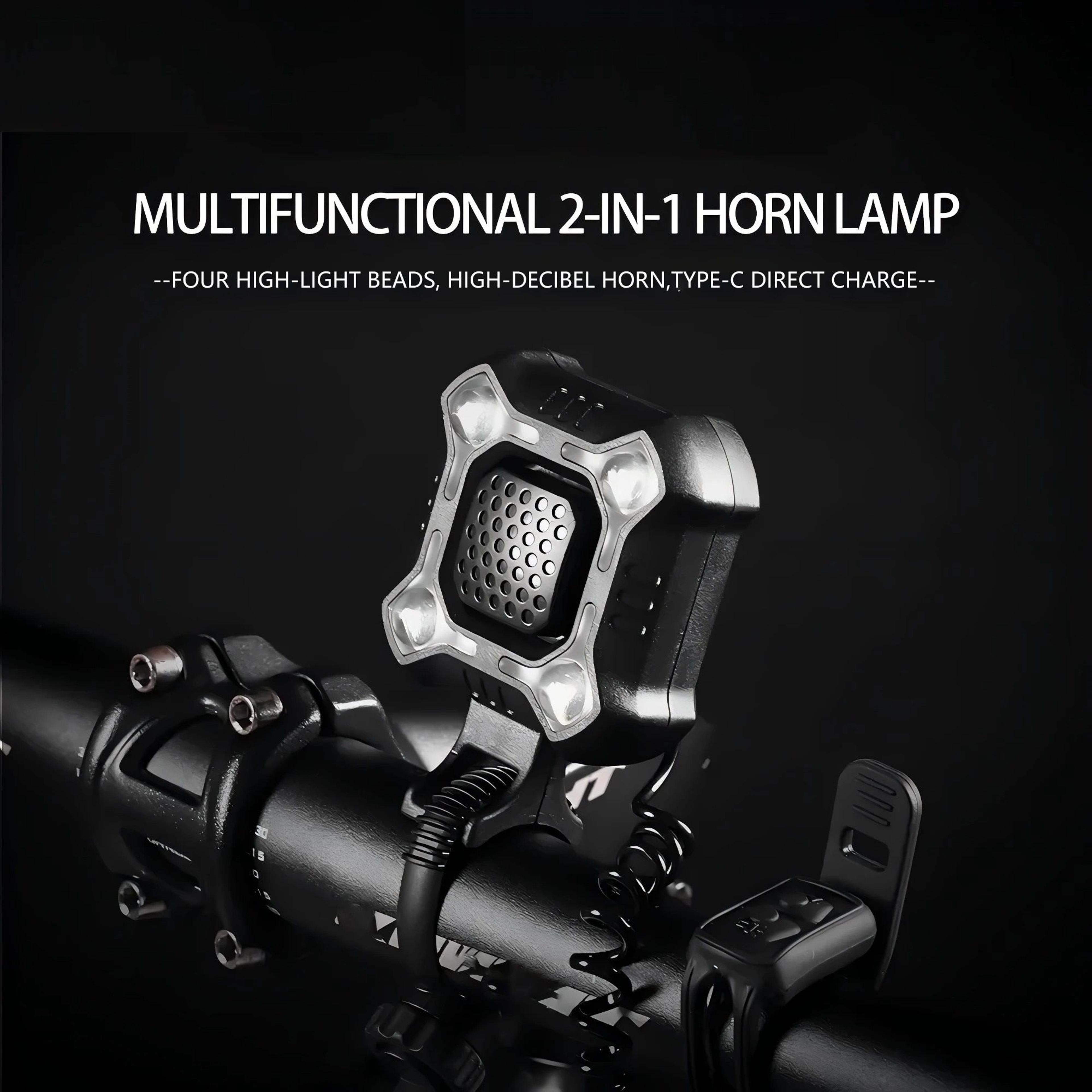 Rechargeable Electronic Bicycle Bell And Horn With Bright Handlebar Light 0