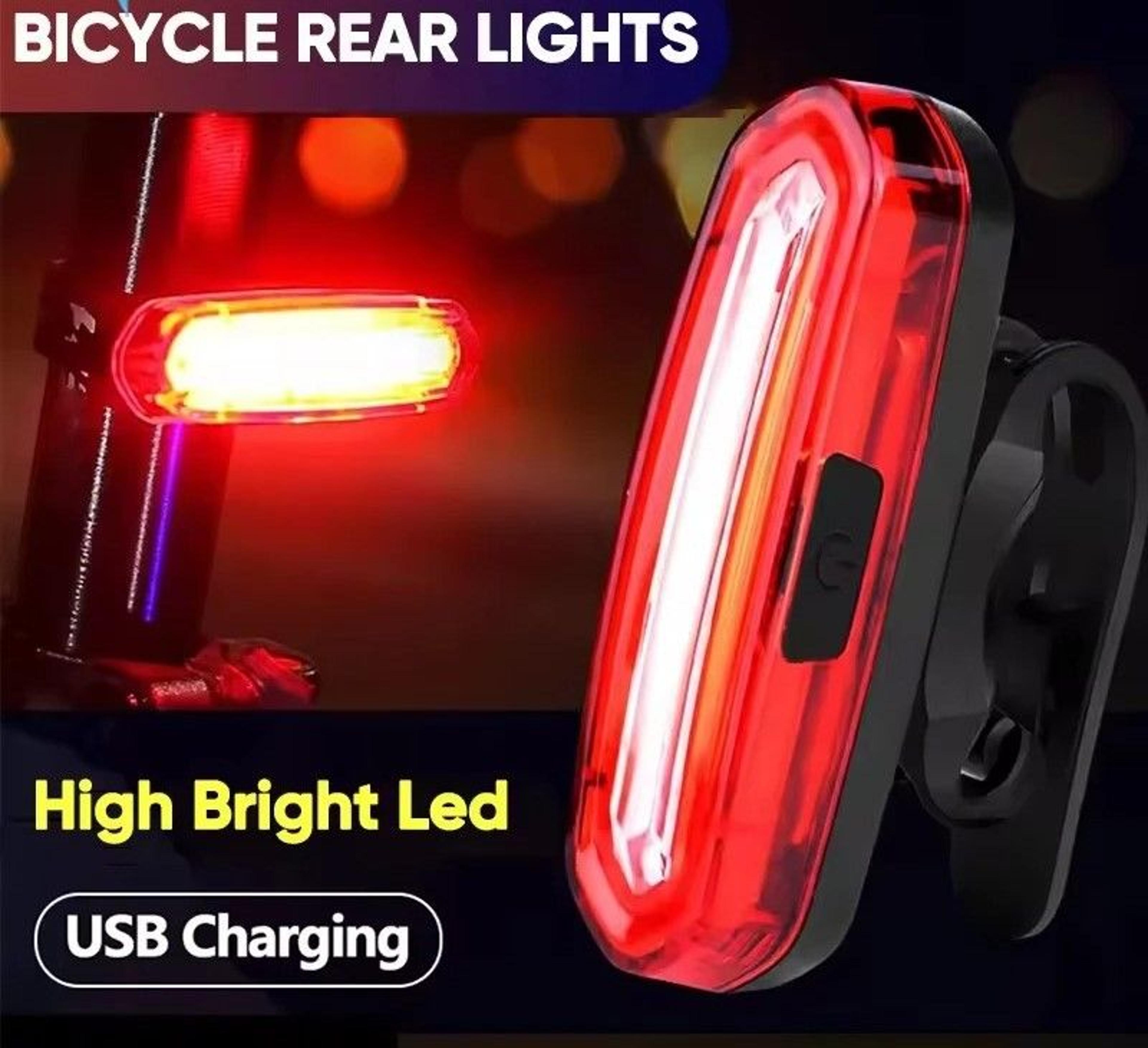 USB Rechargeable Bicycle Tail Light With Bright COB LED For Night Safety 0