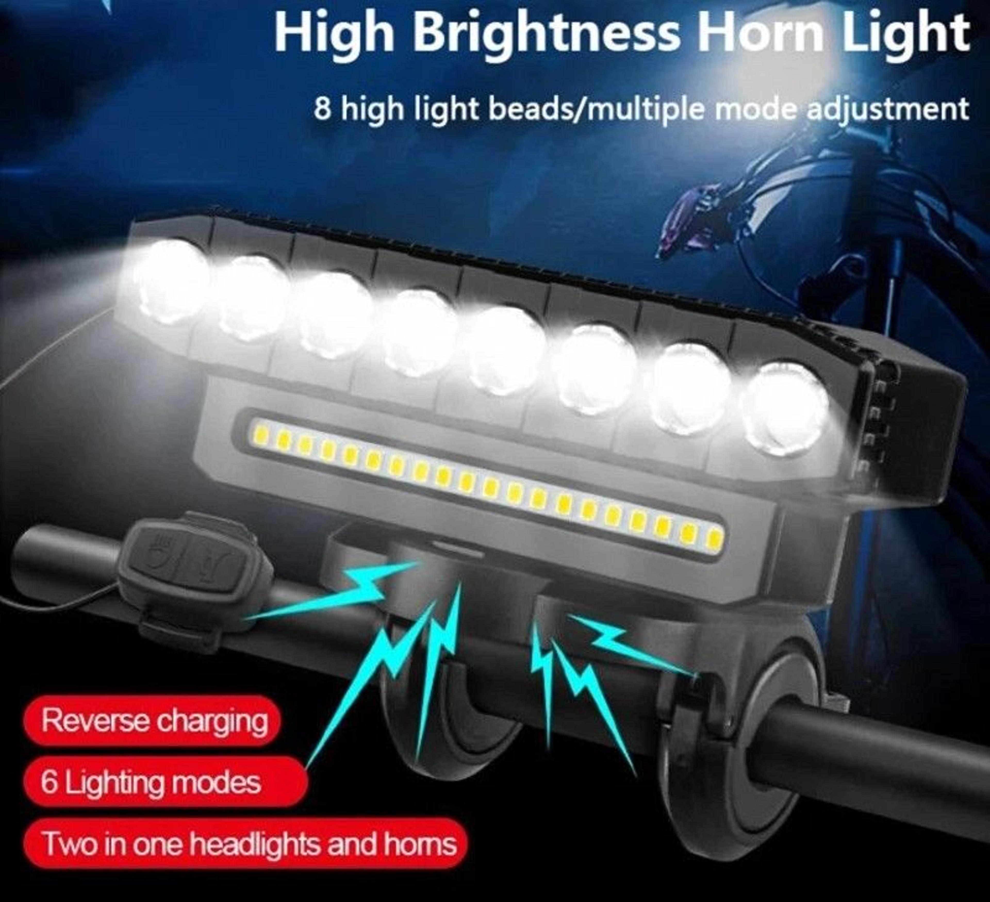 USB Rechargeable 8 LED Bike Front Light With Horn Bicycle Headlight 0