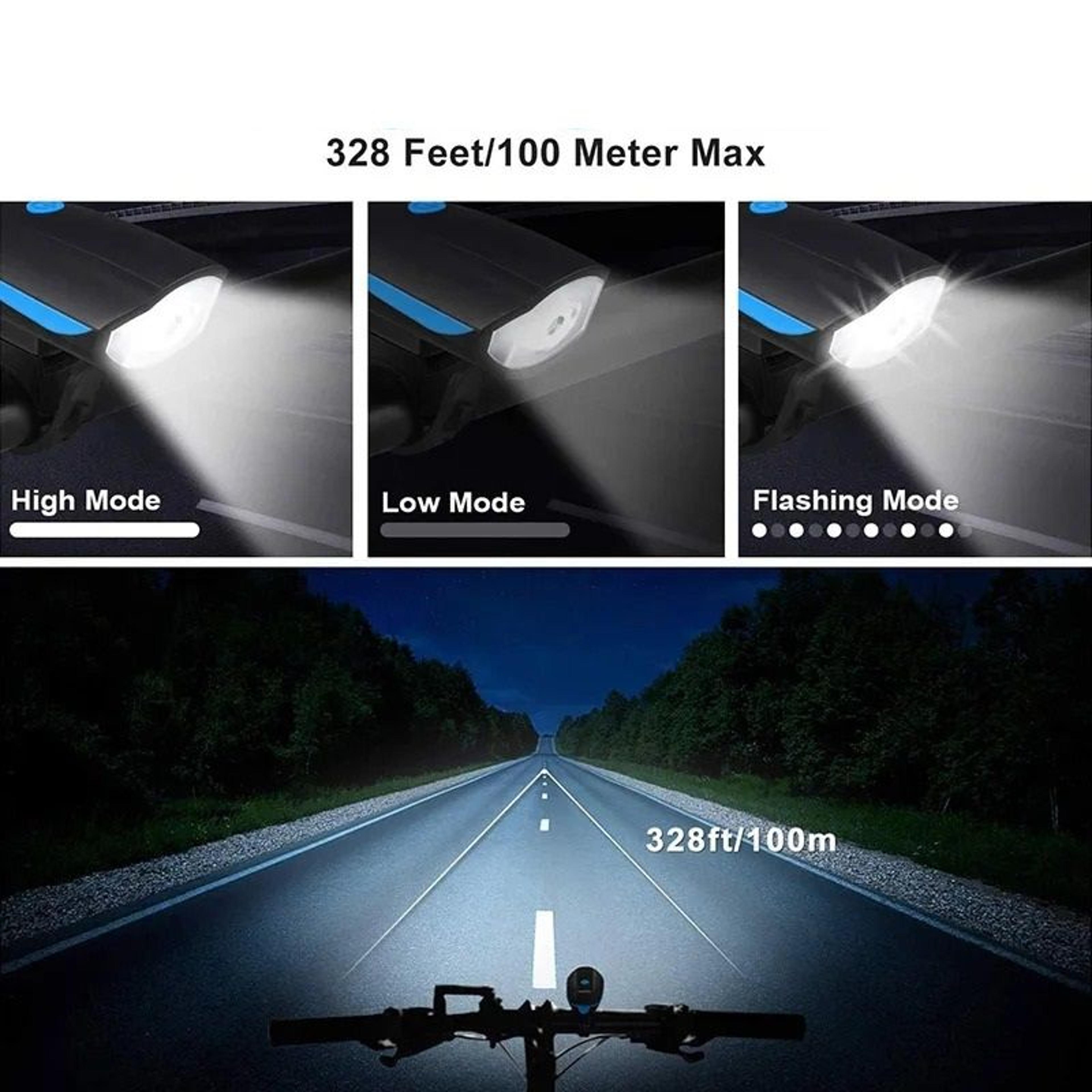 USB Rechargeable Bicycle Light Set Front And Rear With Horn 4